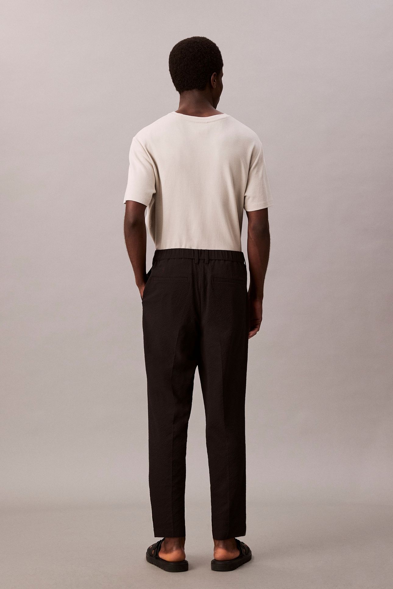 SEERSUCKER PULL ON PANTS BLACK 2