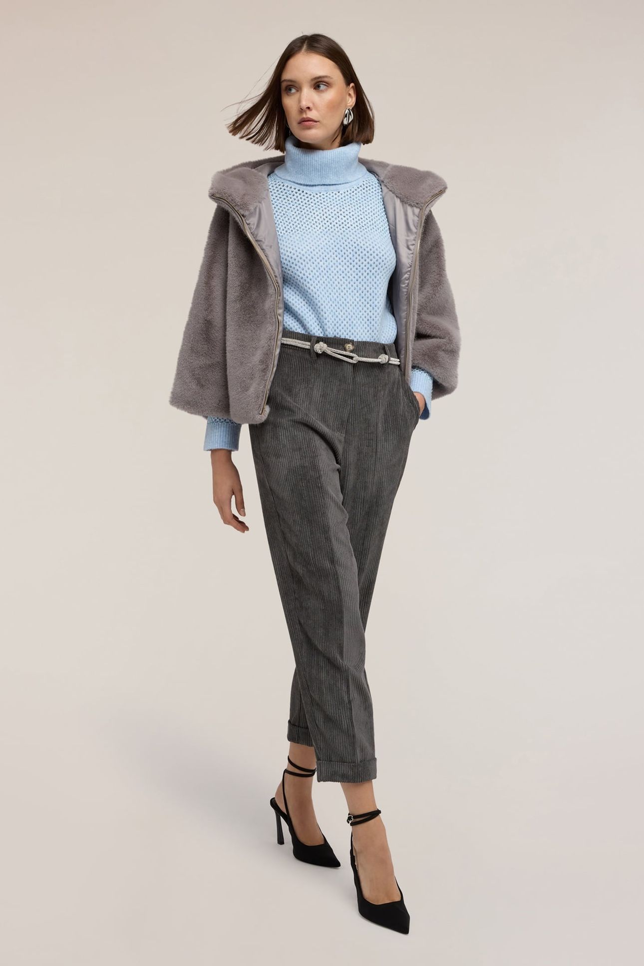 CORDUROY CARROT PANTS GREY 1