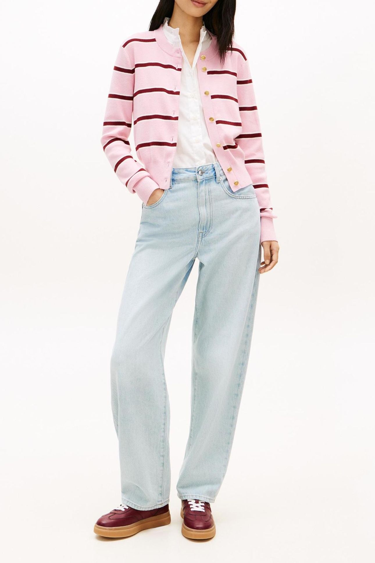 CO FULL NEEDLE C-NECK PINK/IVORY/LIBERTY RED 2