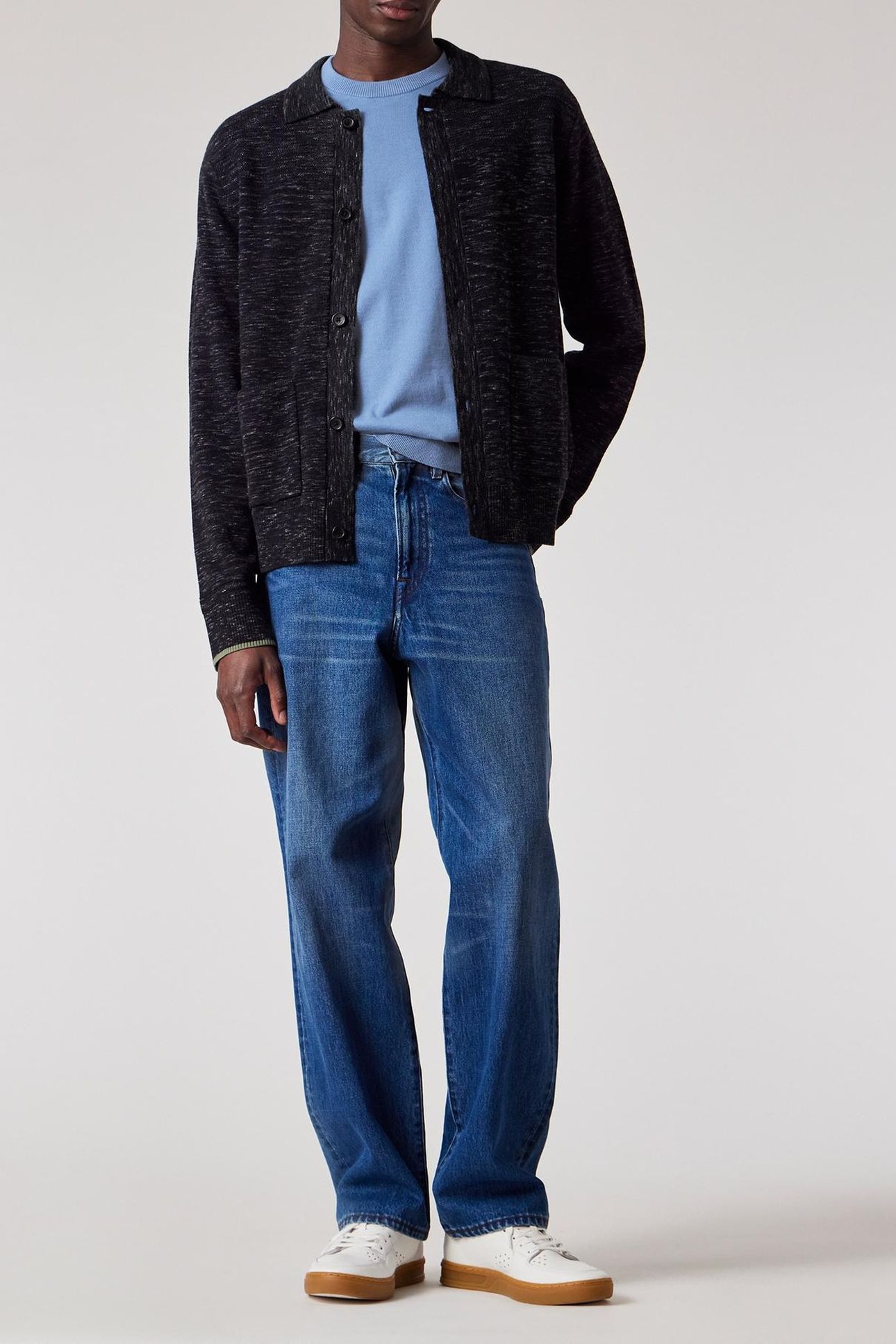MENS KNITTED JACKET BLACK MELANGE 2