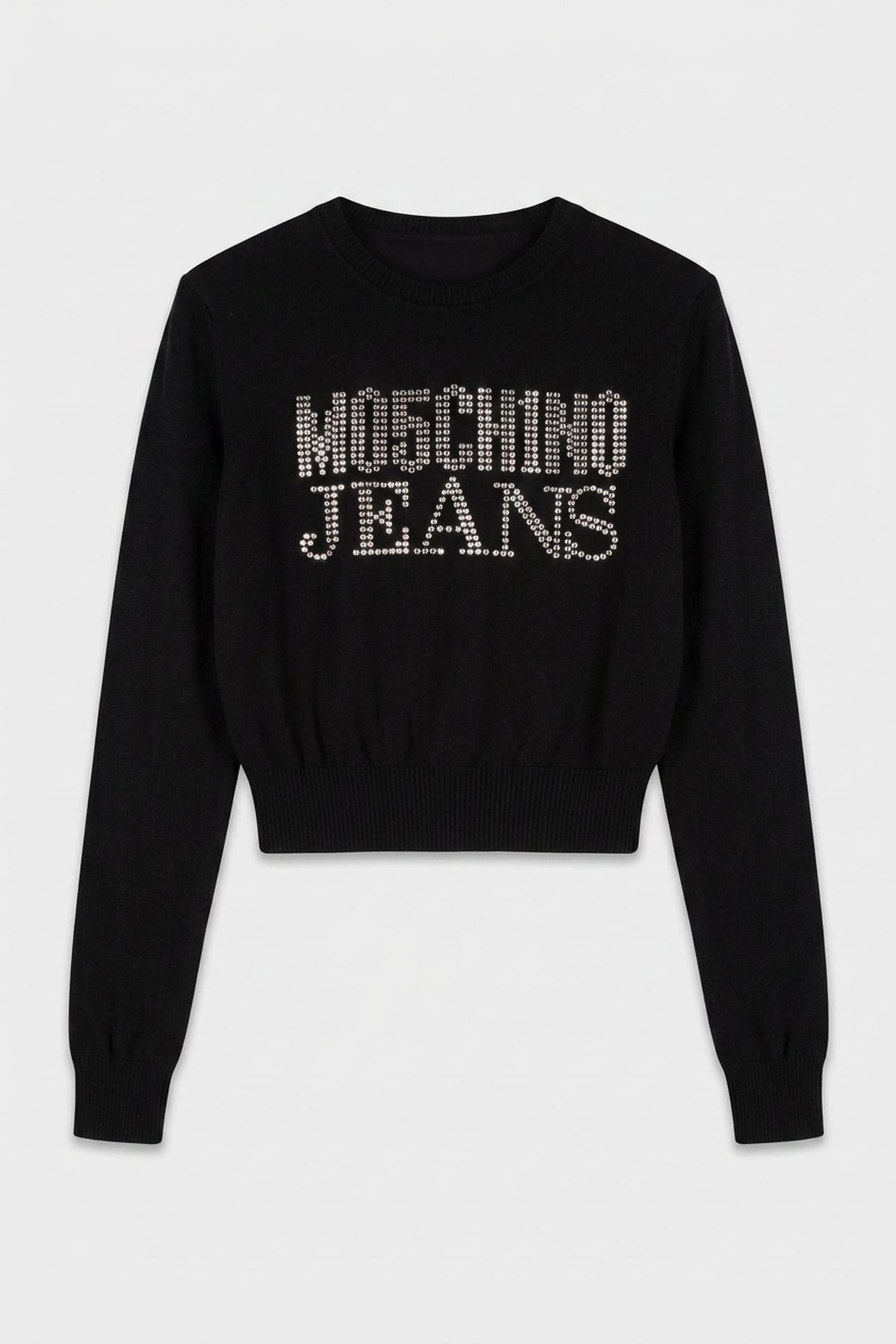WOOL BLEND PULLOVER RHINESTONE LOGO BLACK 3