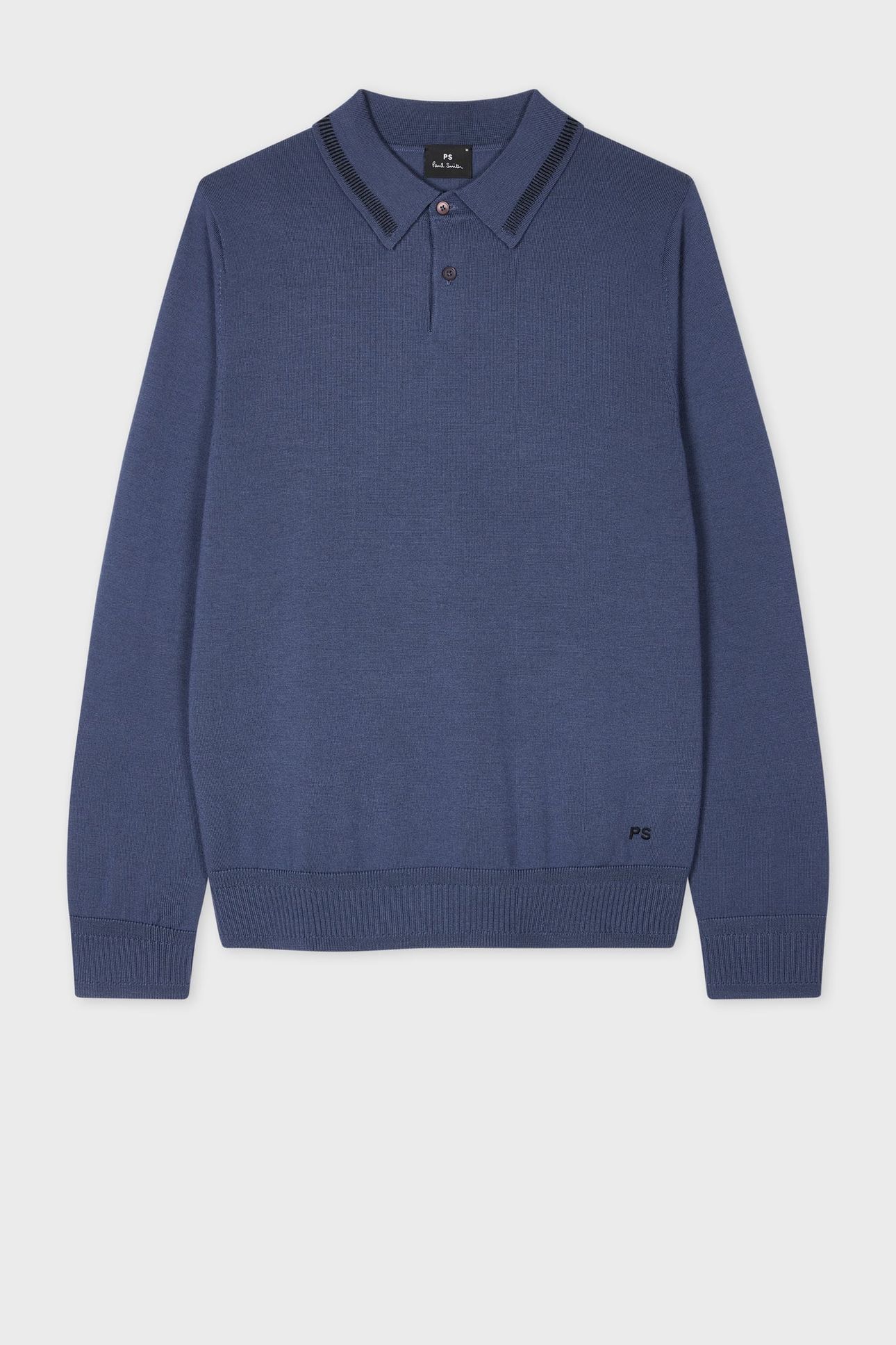 MENS SWEATER LS POLO INDIGO 1