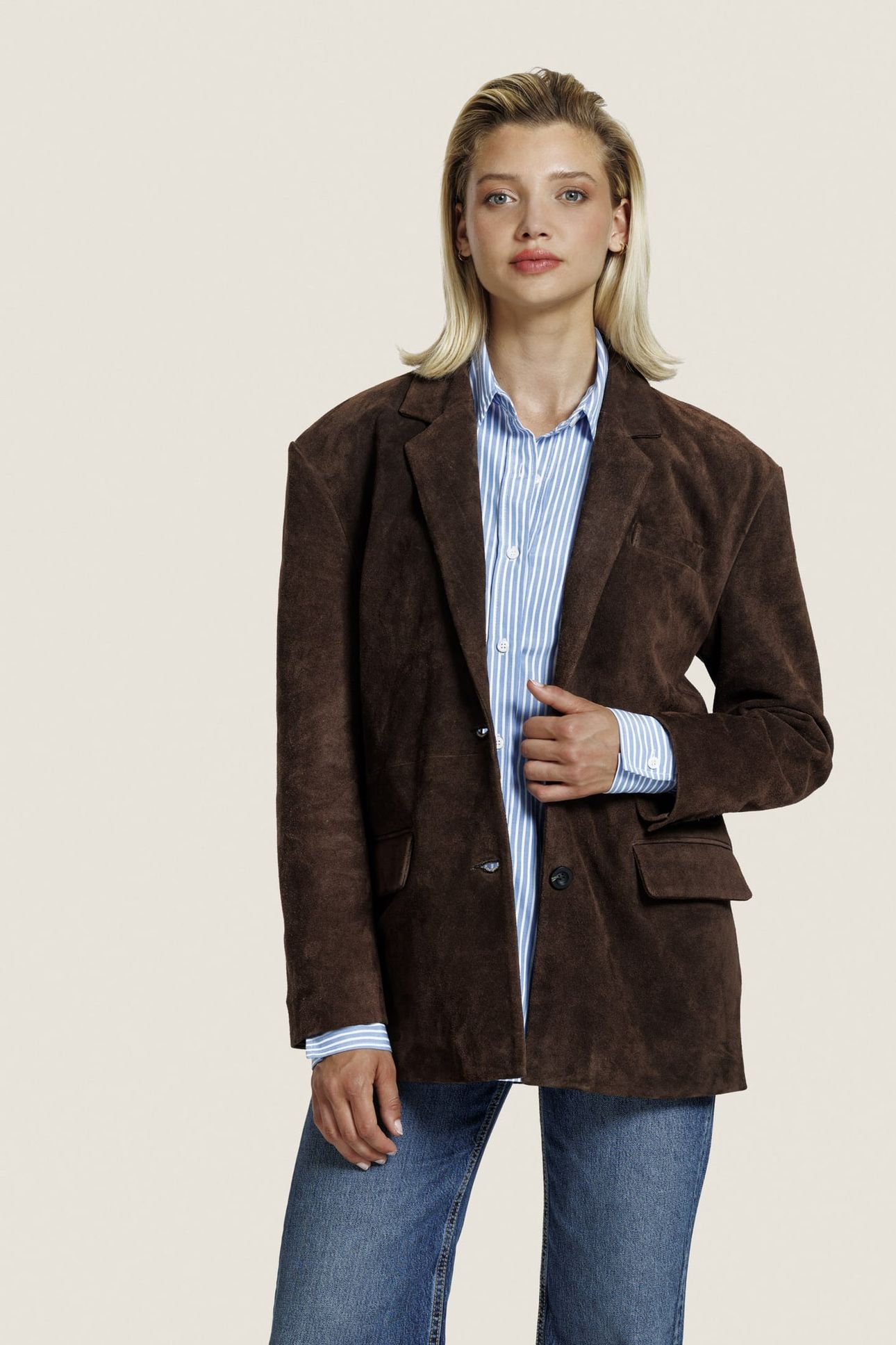 JILL SUEDE JACKET DARK BROWN 3