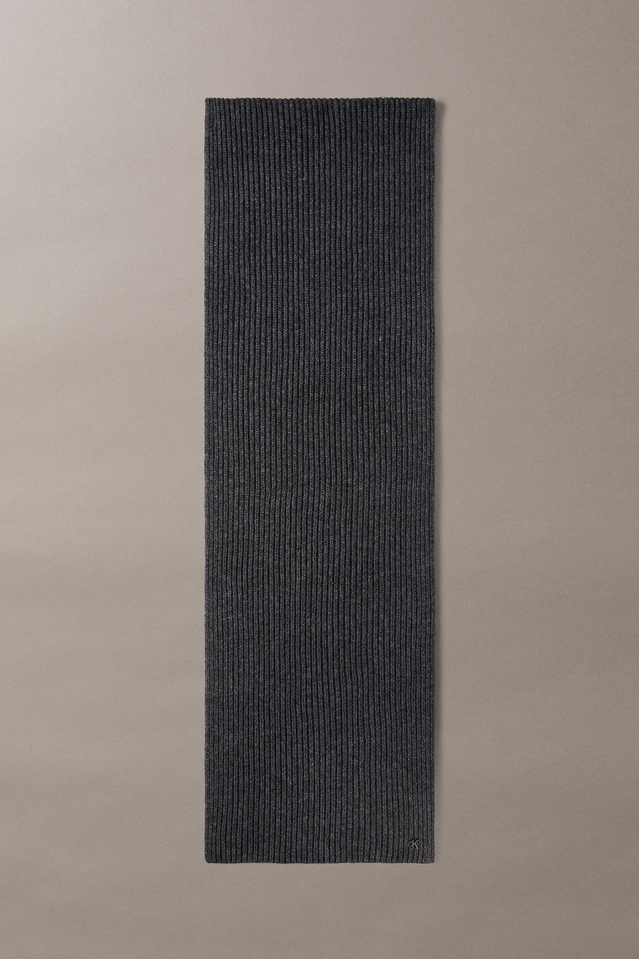 CK METAL WOOL RIB SCARF CHARCOAL HEATHER 2