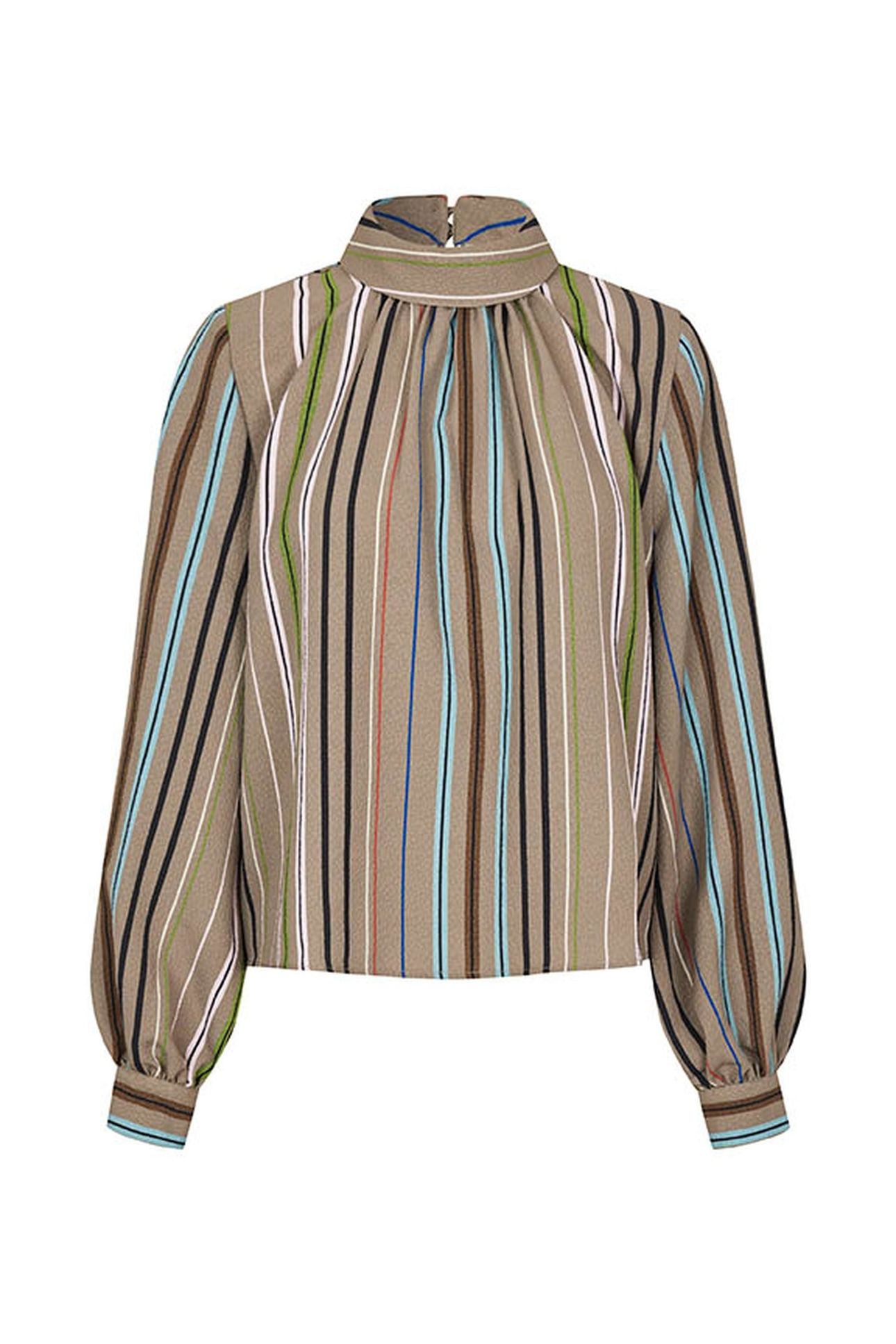 GATHERED LONG SLEEVE TOP MULTI STRIPE 3