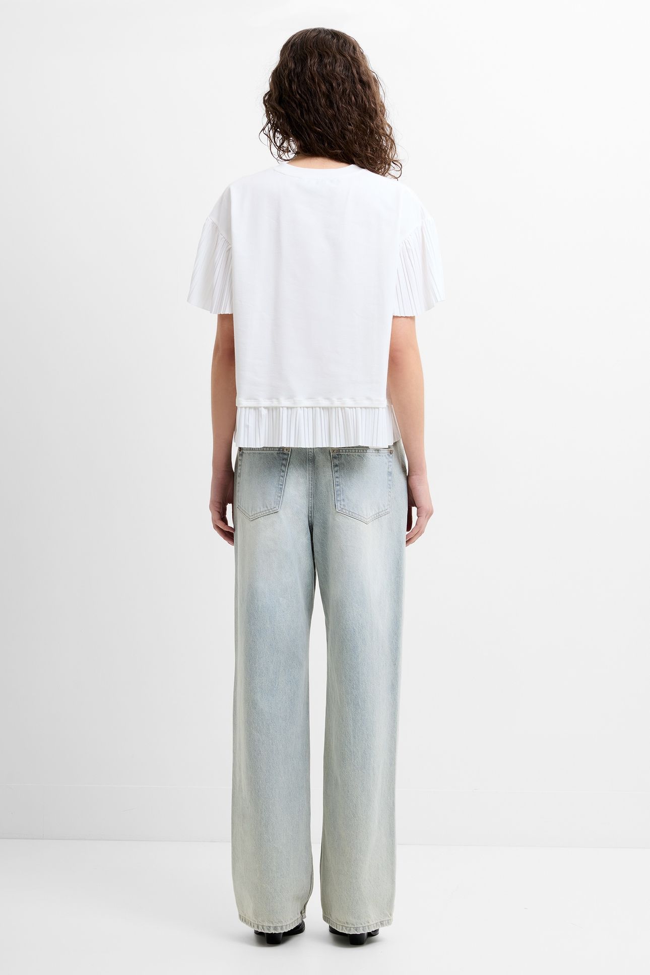 RALLIE PLISSE TRIM TEE SHIRT LINEN WHITE 4