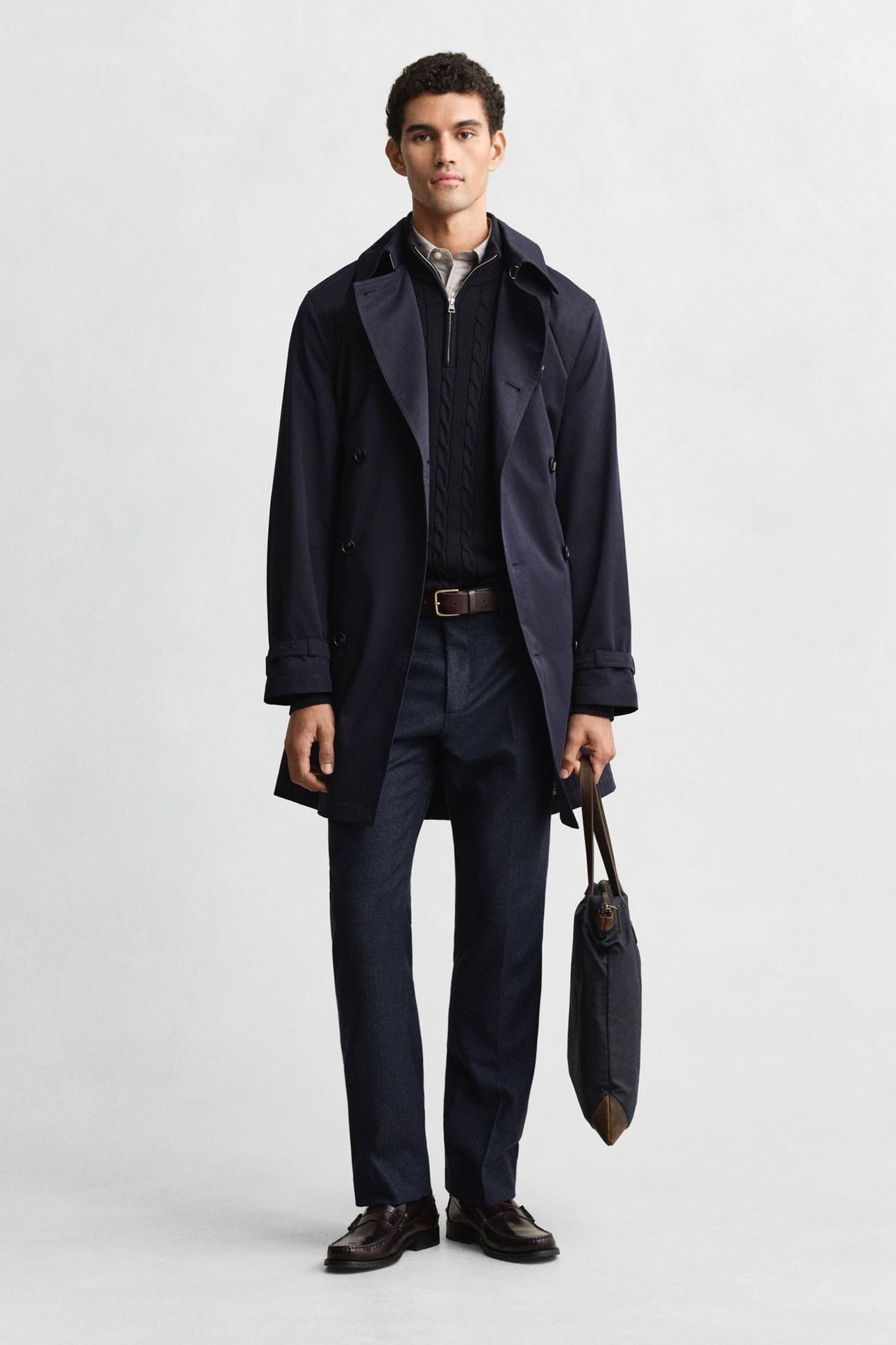 COTTON BLEND TRENCH COAT EVENING BLUE 2
