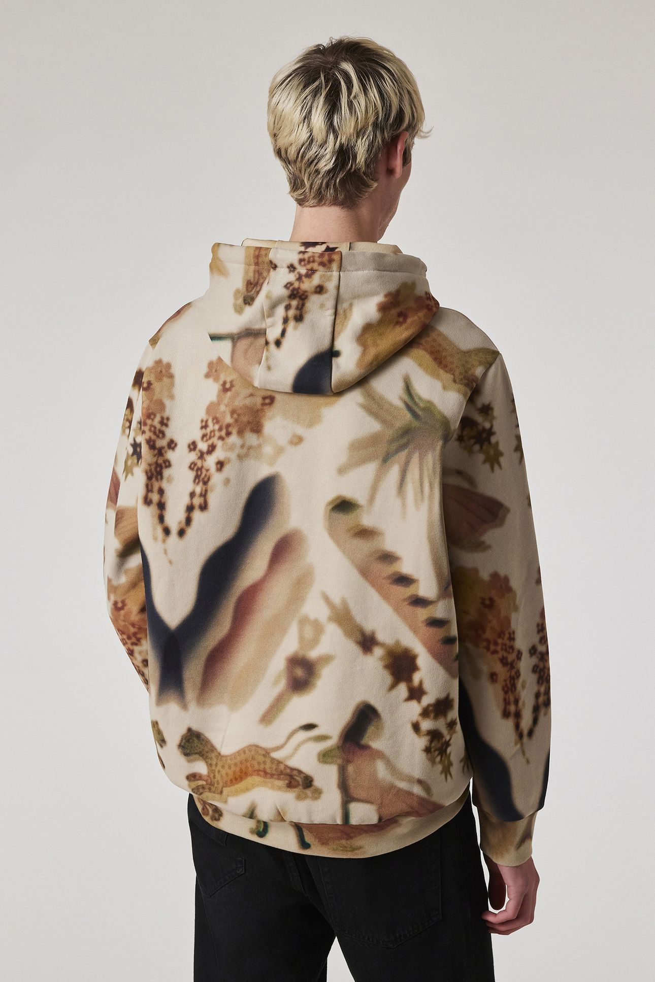 MENS LUMINERE PRINT HOODIE LIGHT BEIGE 3