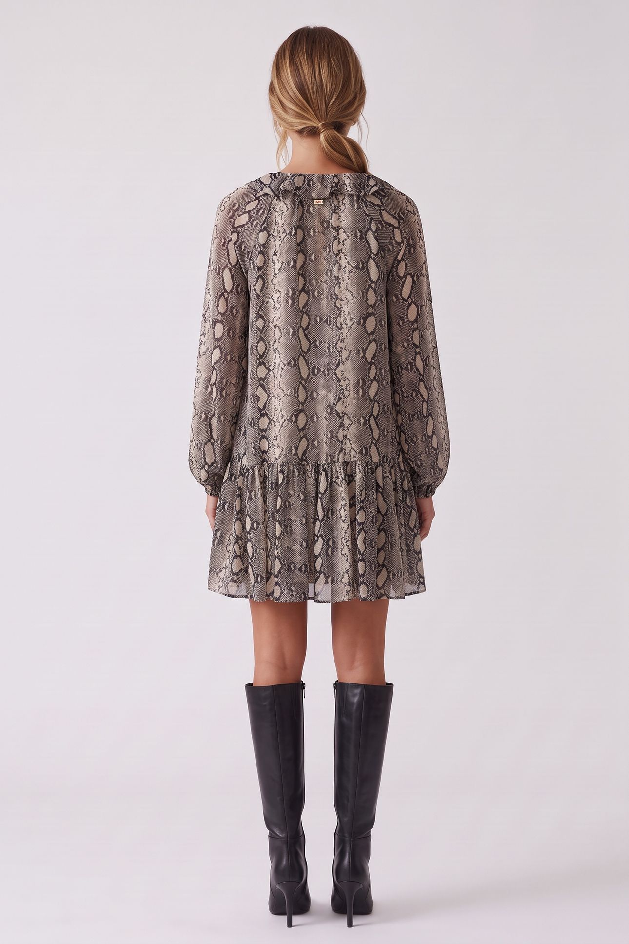 SNAKE LS RUFFLE MINI DRESS SOFT ECRU 4