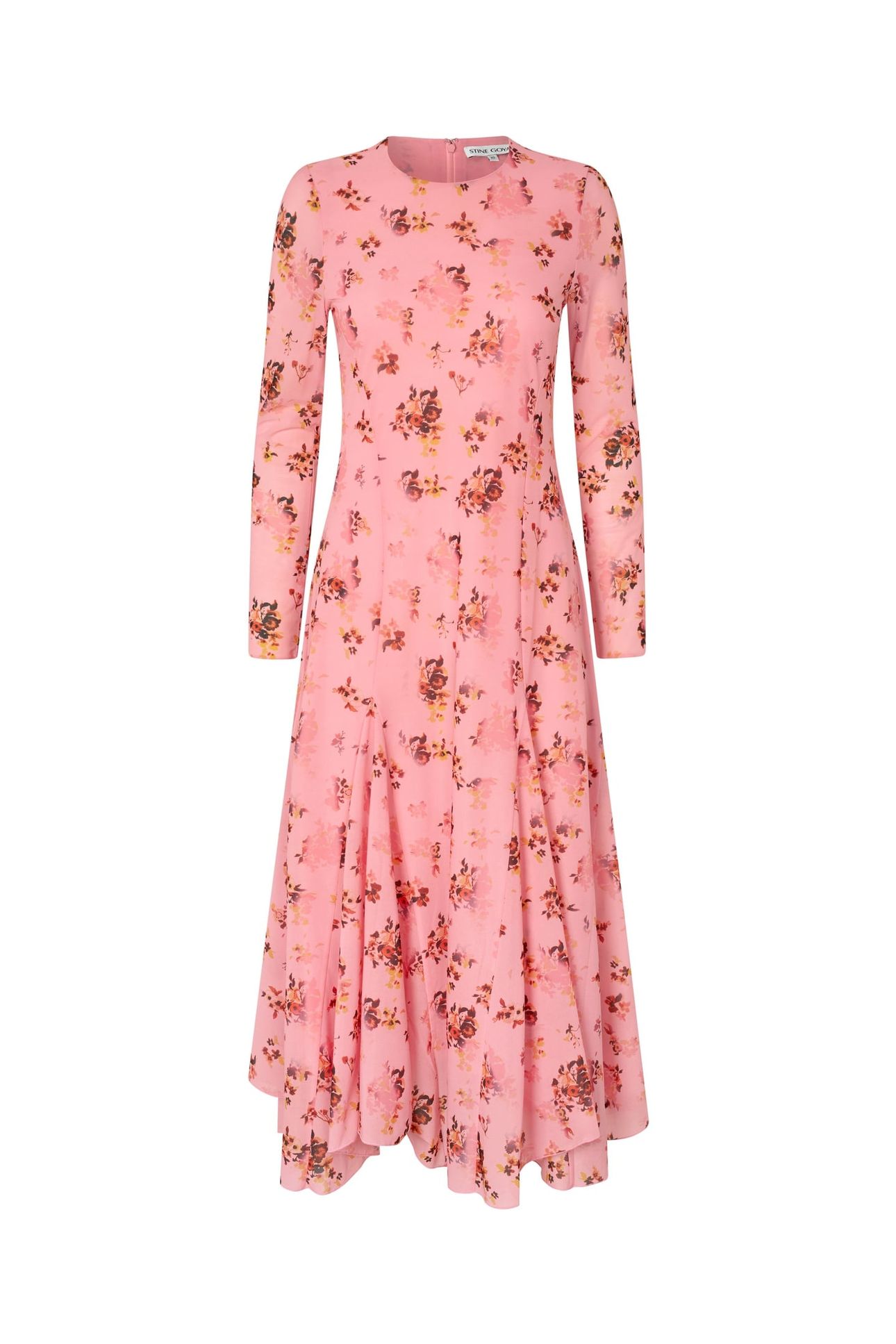 LONG SLEEVE RUFFLING MIDI DRESS PINK MAGNOLIAS 3