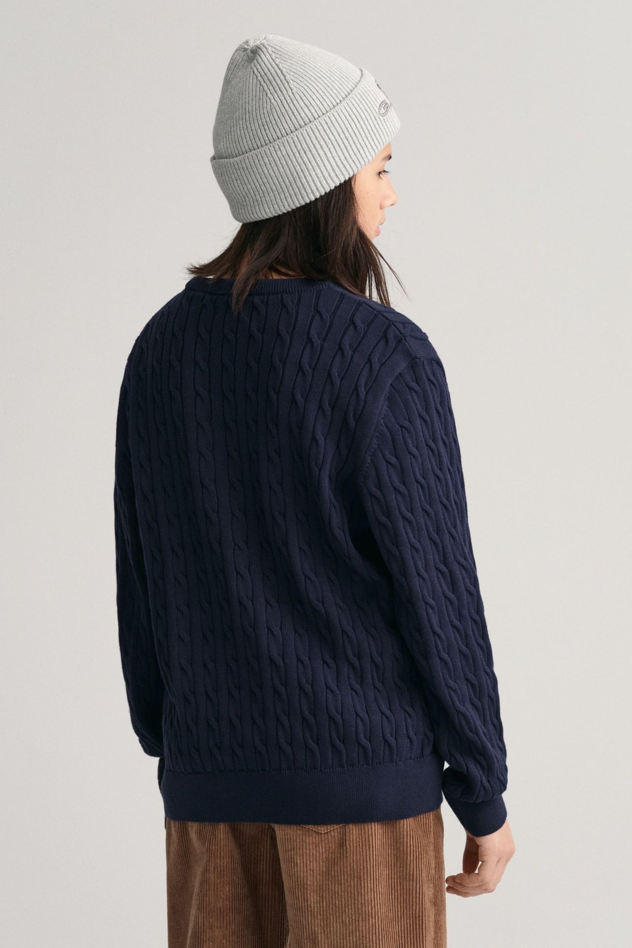 TEEN UNISEX SHIELD COTTON CABLE C-NECK EVENING BLUE 3