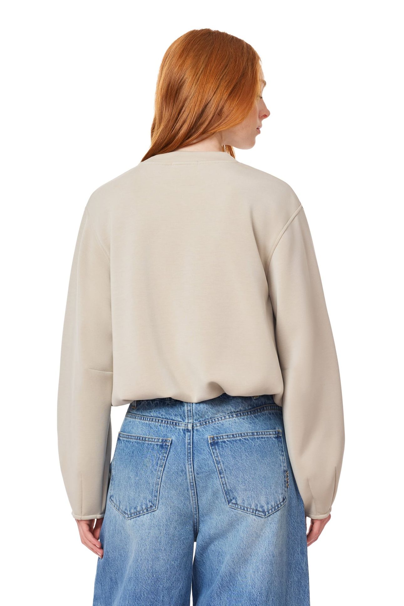 BUBBLE HEM CREWNECK FEATHER GRAY 2