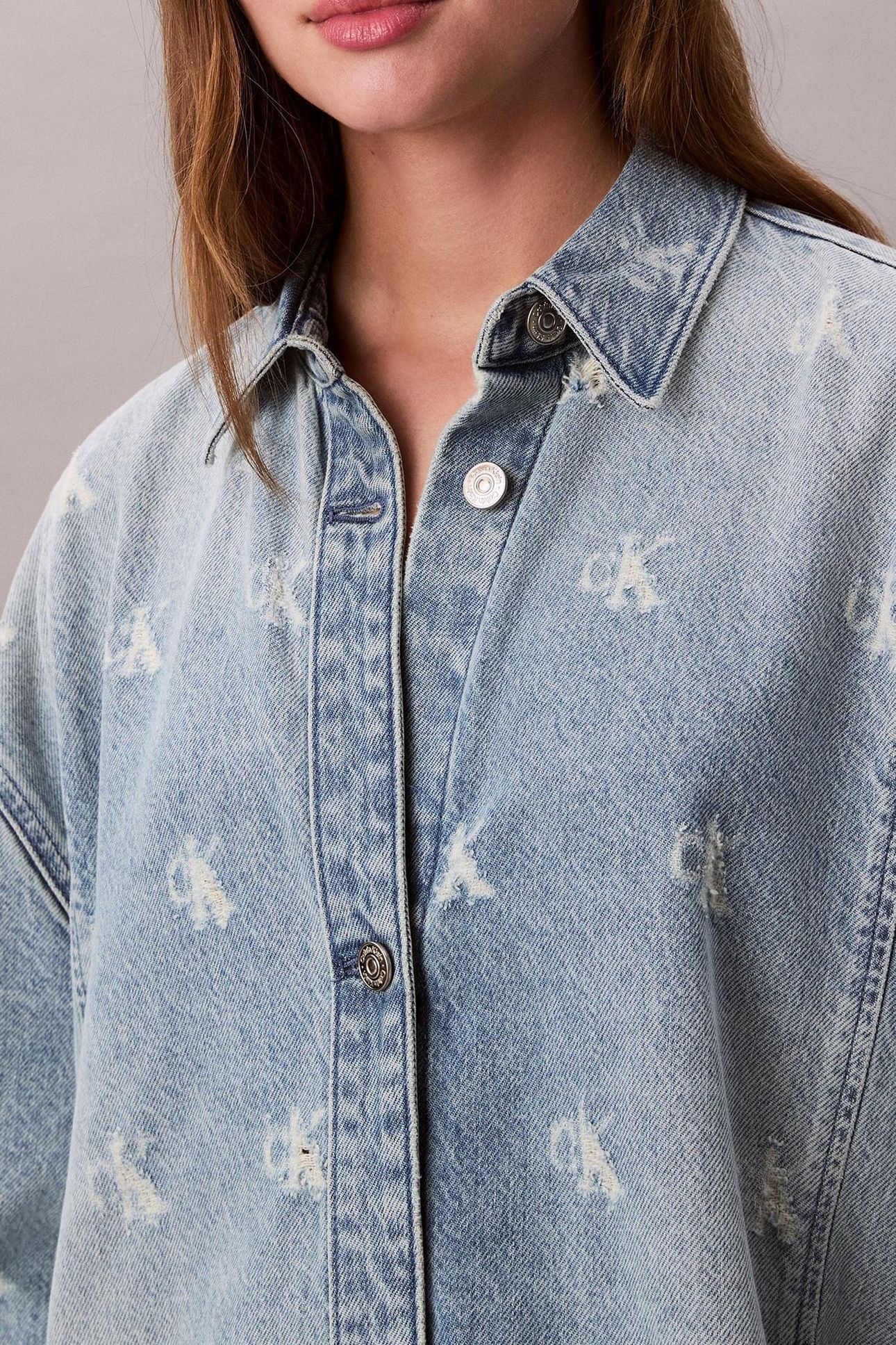 DENIM SHIRTDRESS CK DISTRESSED INDIGO 5