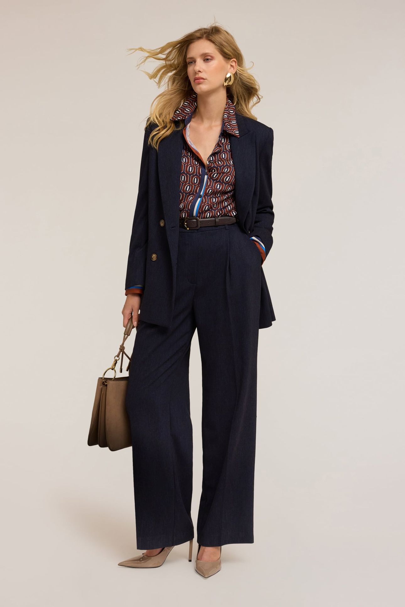FLUID WIDE-LEG PLEATED TROUSERS BLUE 2