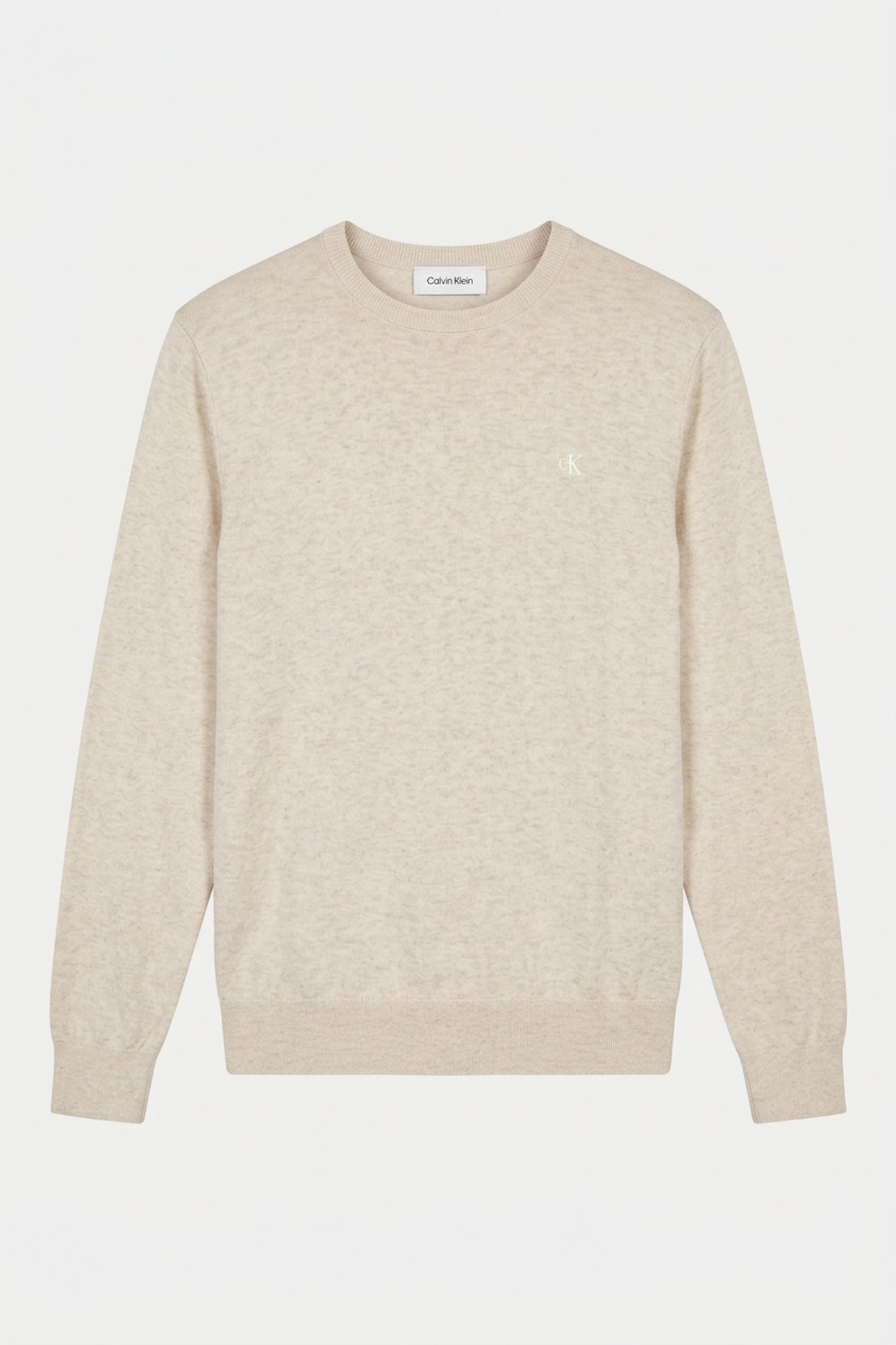 LS SUPIMA COTTON CREWNECK SNOW HEATHER 3