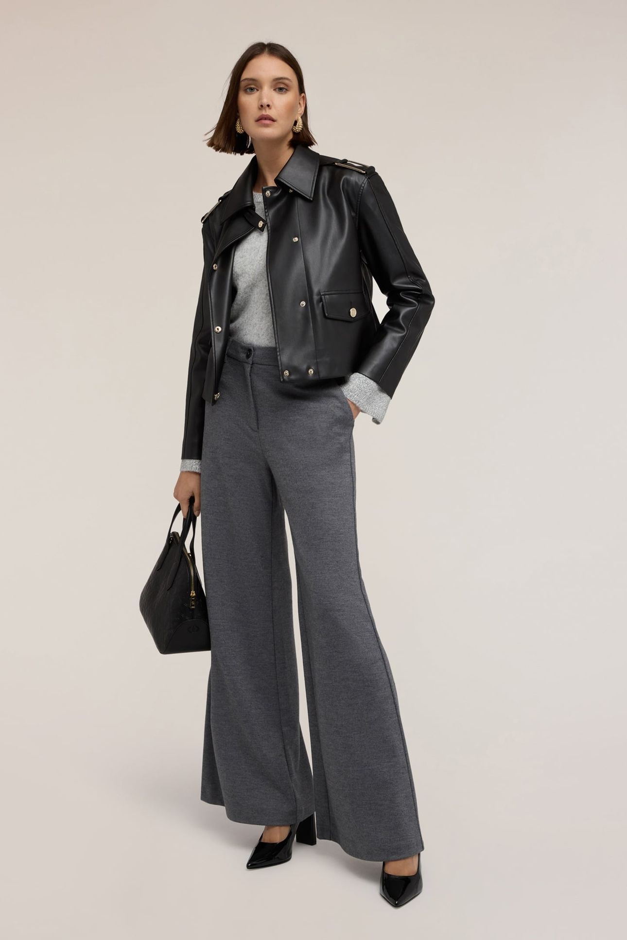 PALAZZO PANTS IN WOOL BLEND GREY 1