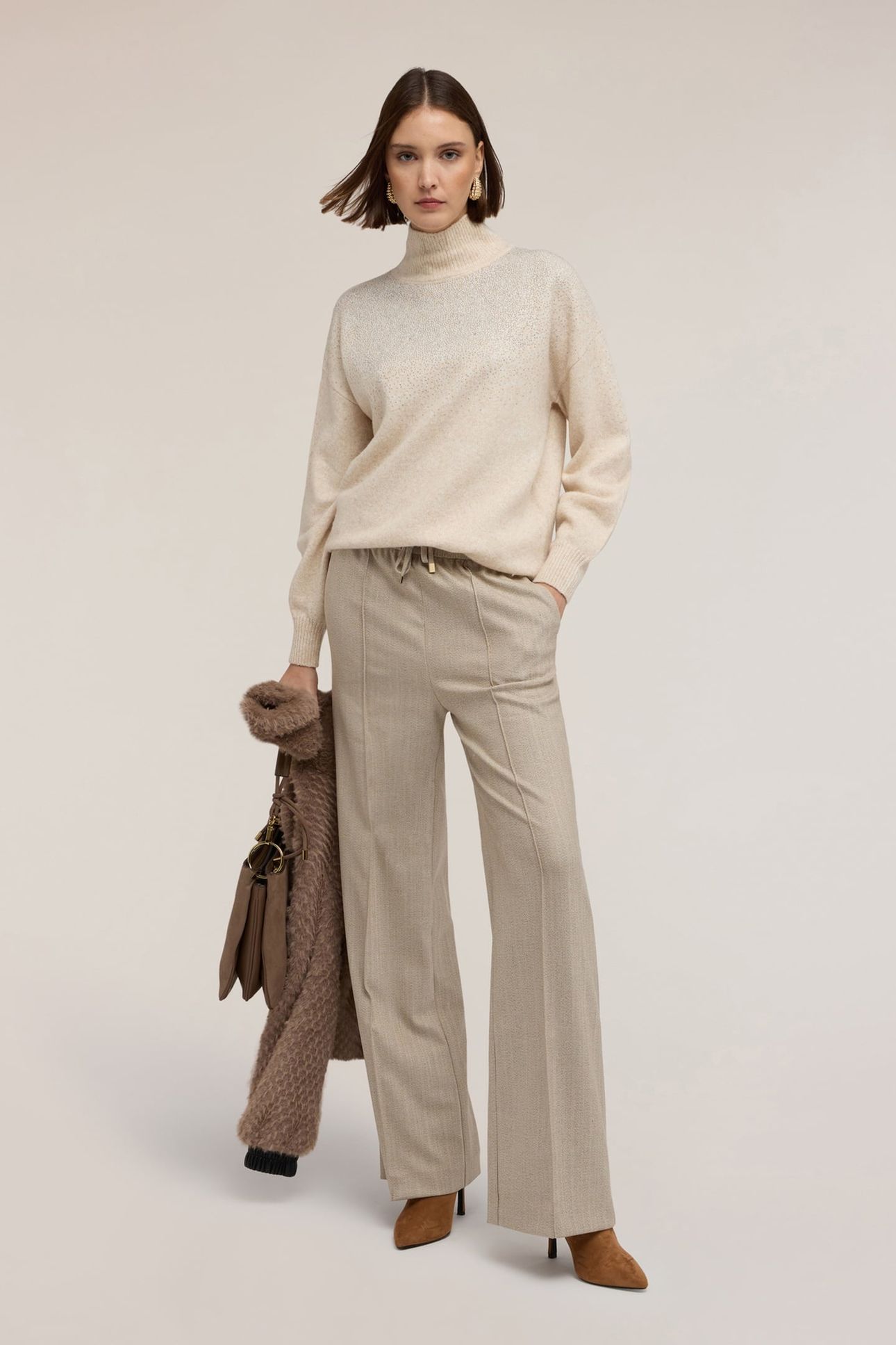 PALAZZO PANTS IN FLANNEL BEIGE 2