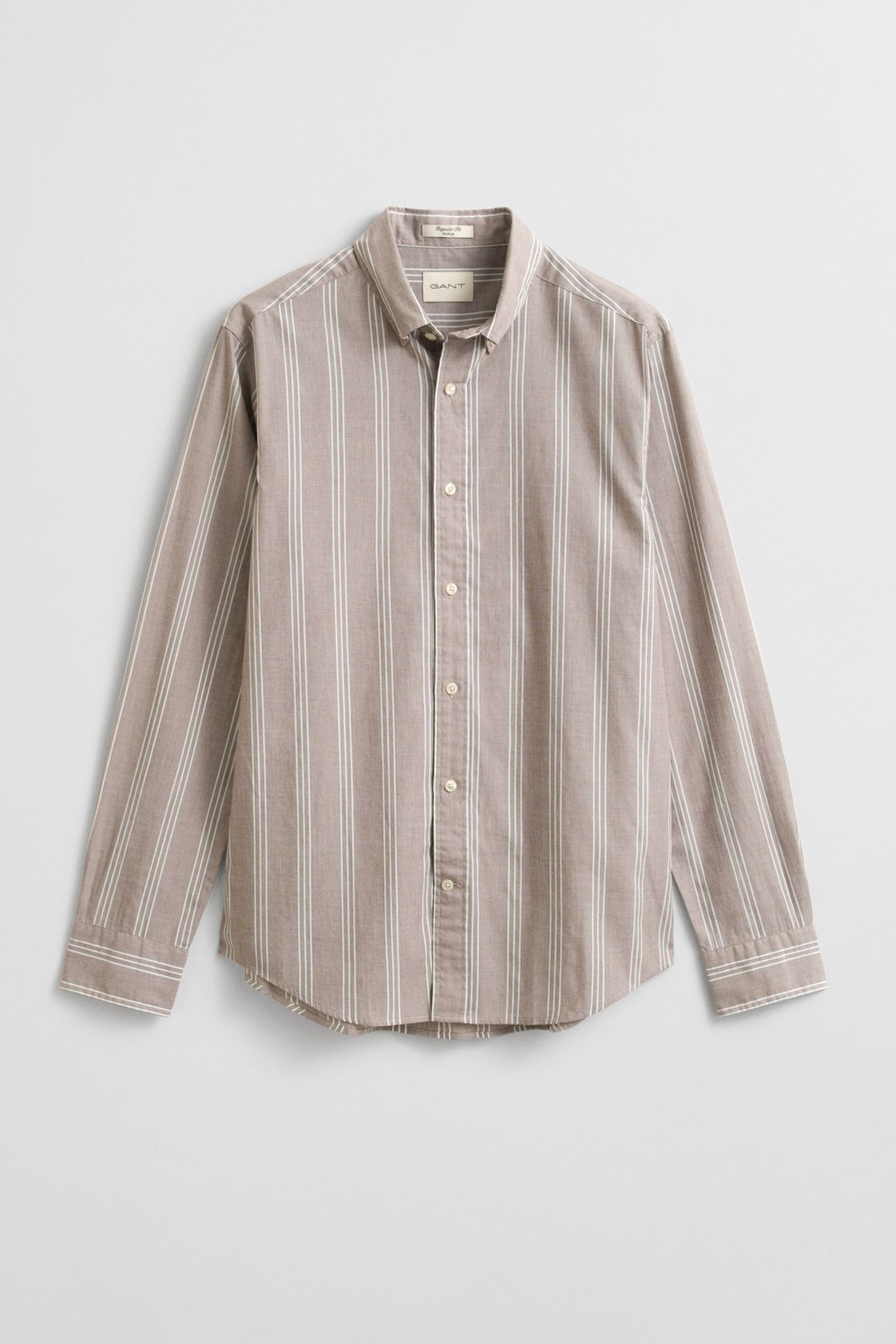 REG POPLIN FIL A FIL STRIPE SHIRT MAHOGANY BROWN 4