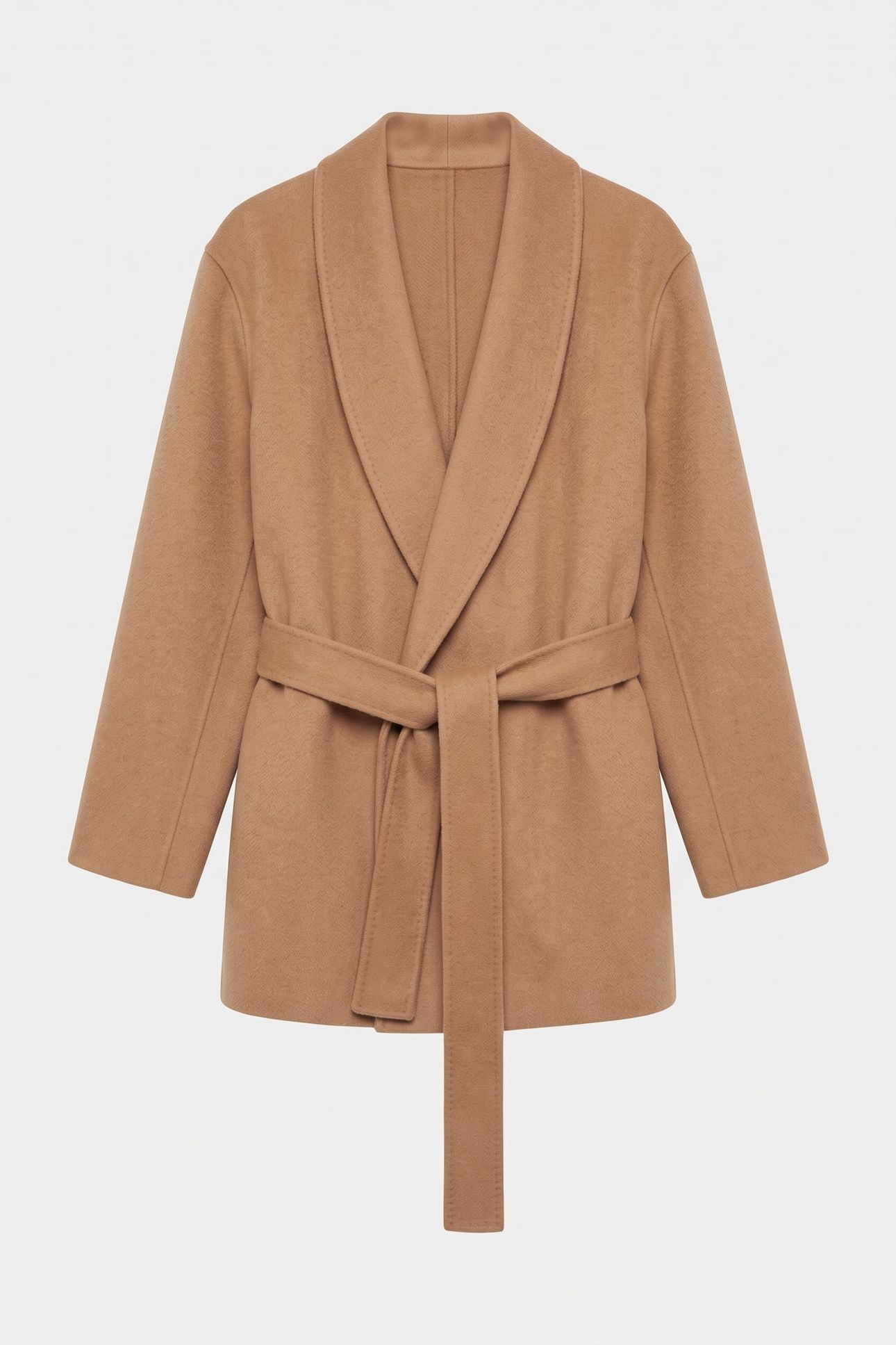 WOOL BLEND WRAP COAT DARK CAMEL 3