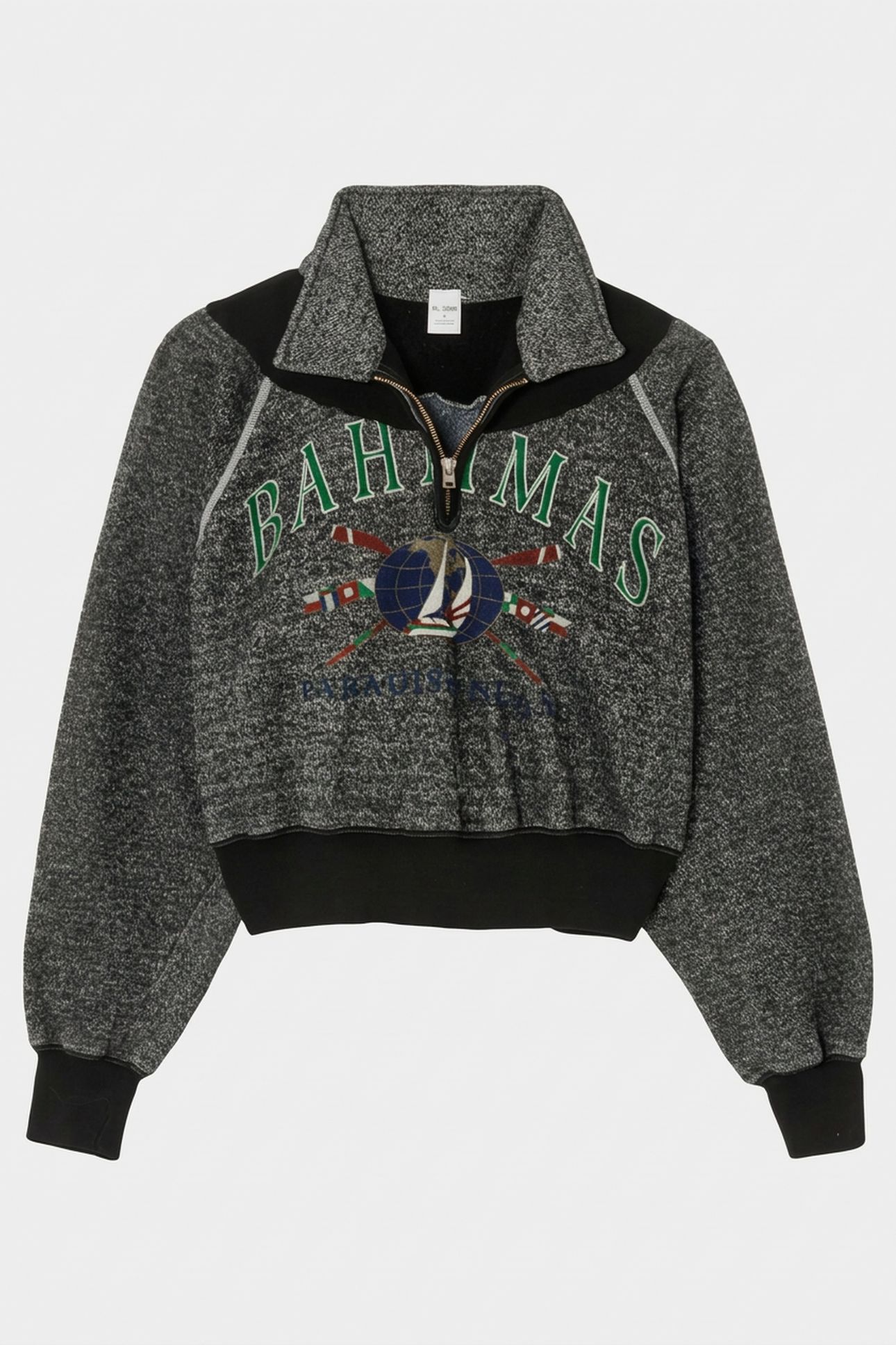 90S UPCYCLED CROP HALF ZIP ASSORTED BLACK 5