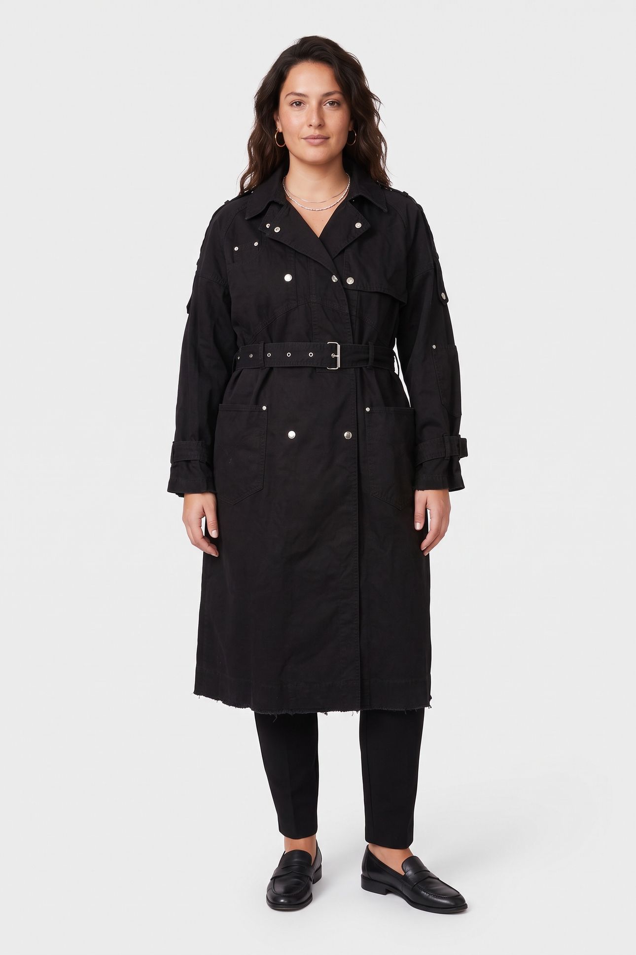 GARMENT-DYED GABARDINE TRENCH COAT BLACK 1