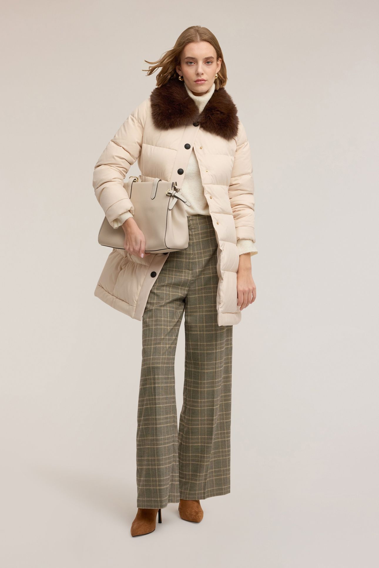 LONG DOWN JACKET WITH HIGH COLLAR WHITE 1