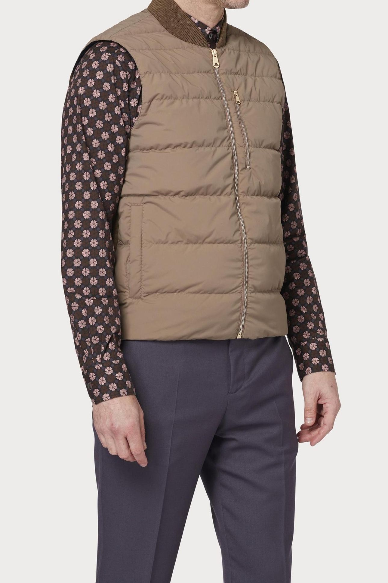 MENS HYBRID DOWN GILET LIGHT BEIGE 3