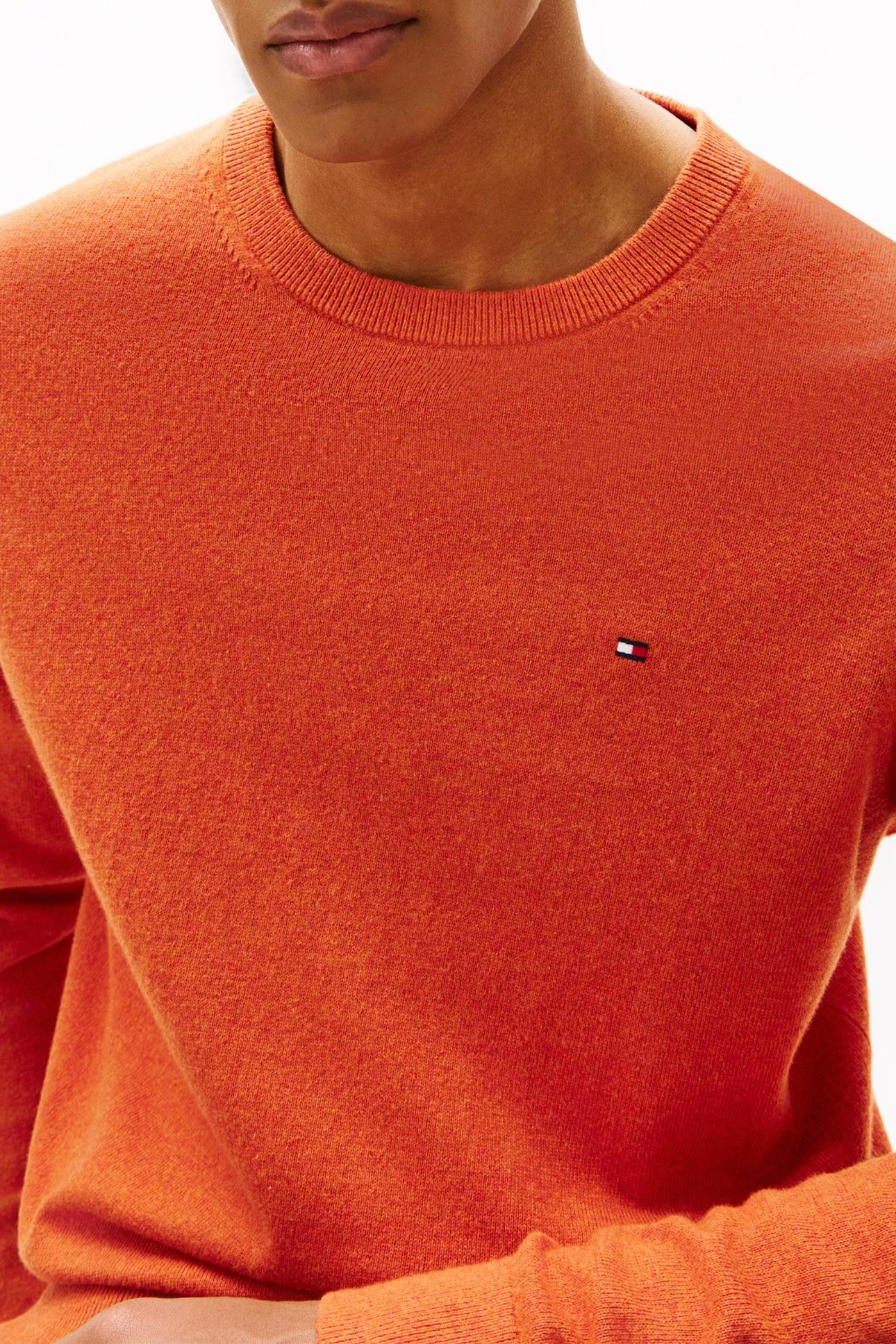 PIMA COTTON CASHMERE SWEATER BRILLIANT ORANGE HEATHER 5