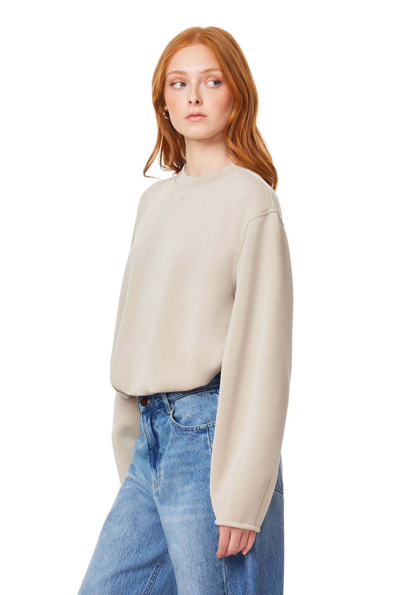 BUBBLE HEM CREWNECK FEATHER GRAY 7