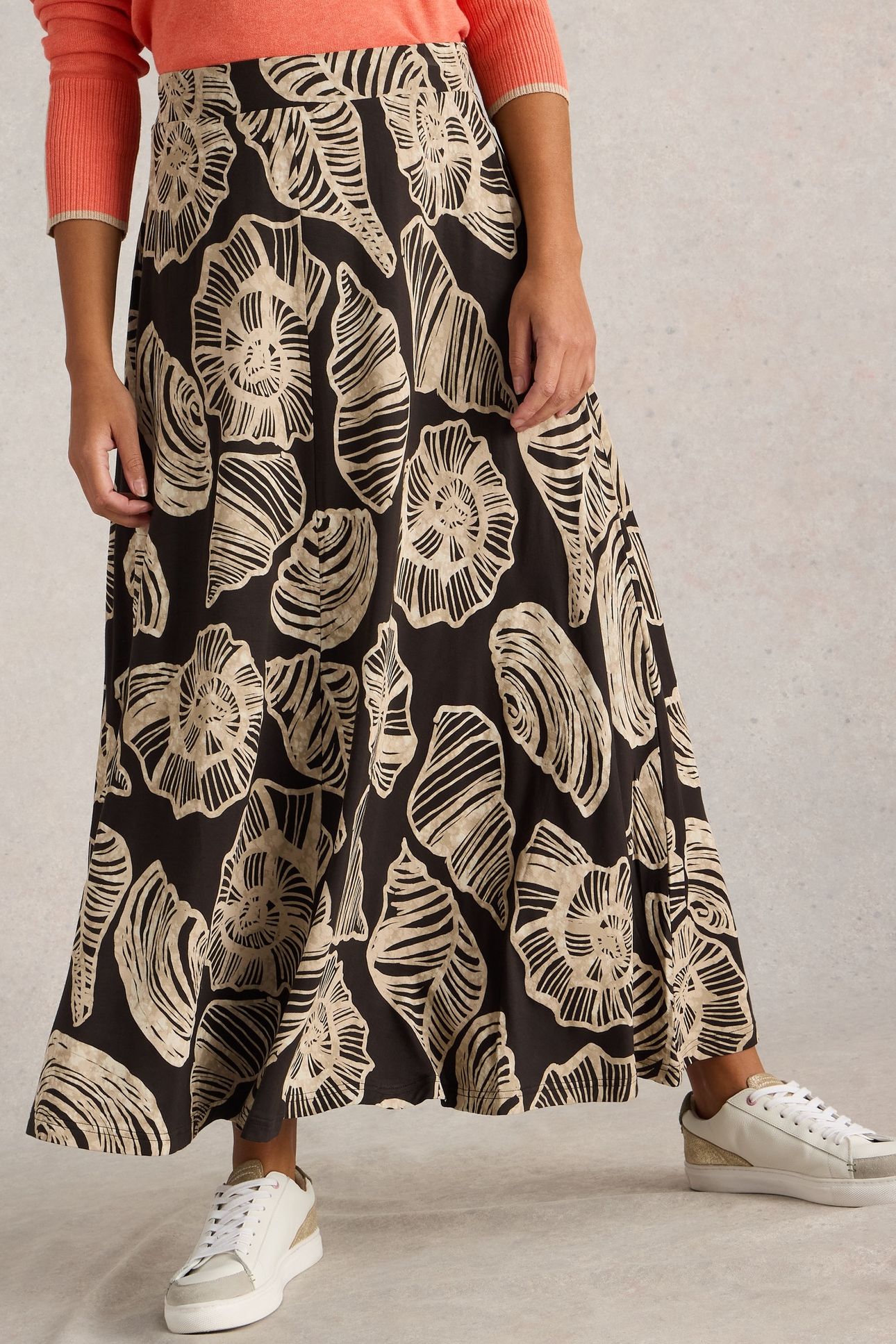JADA JERSEY MAXI SKIRT BLACK PRINT 2