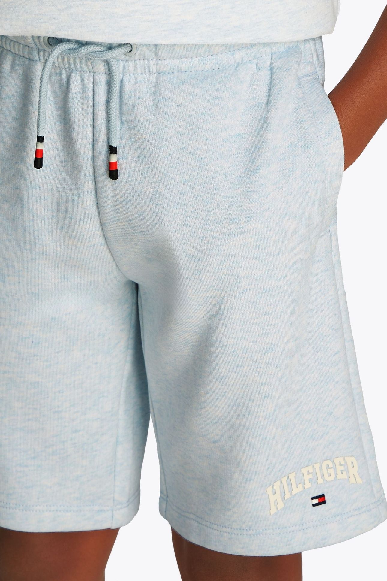 BOYS HILFIGER VARSITY SWEATSHORT BREEZY BLUE HEATHER 6
