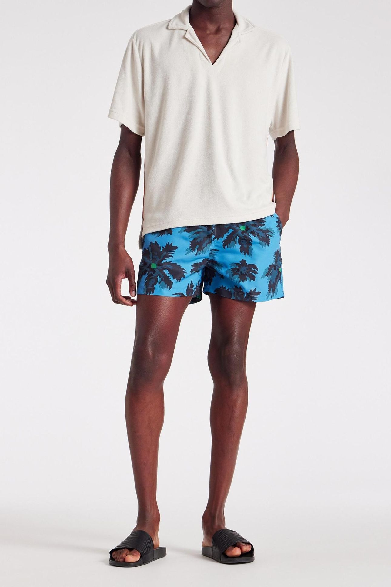 MEN SWIM SHORT PALM BURST NAVY 2