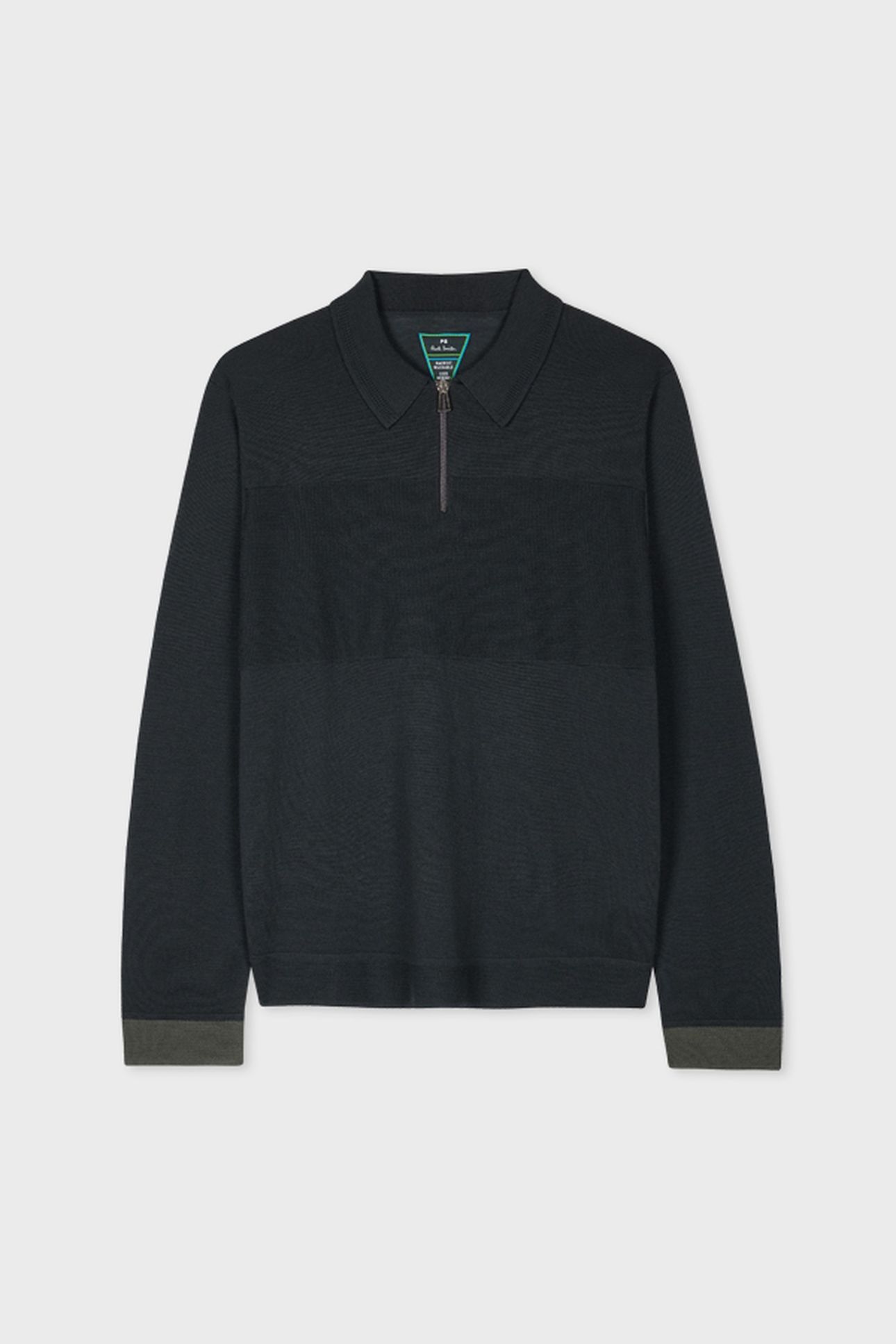 MENS SWEATER LS POLO BLACK MELANGE 5