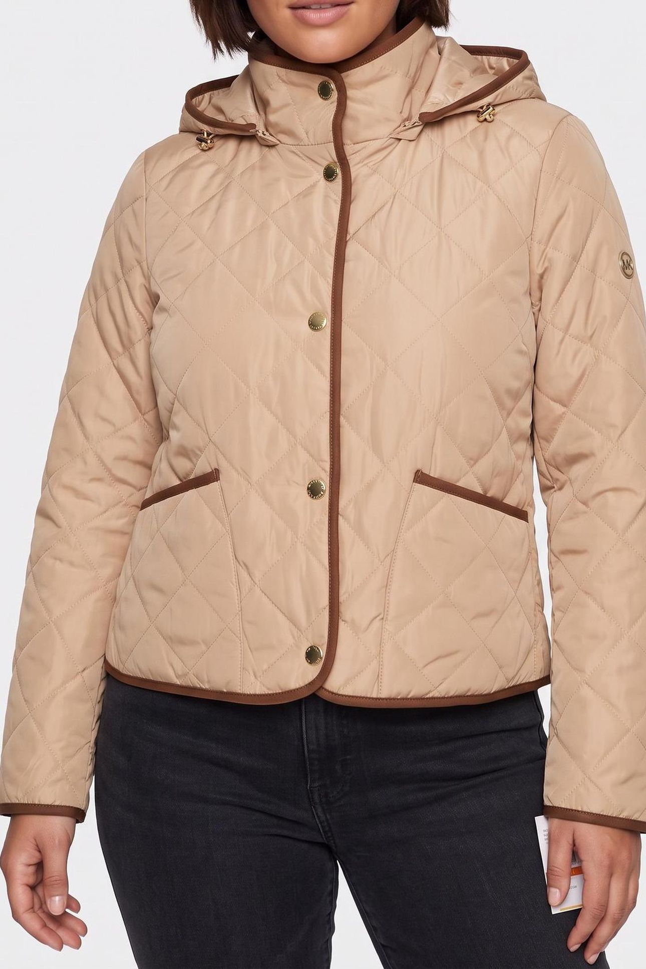 QUILTED HOODED JACKET KHAKI 1