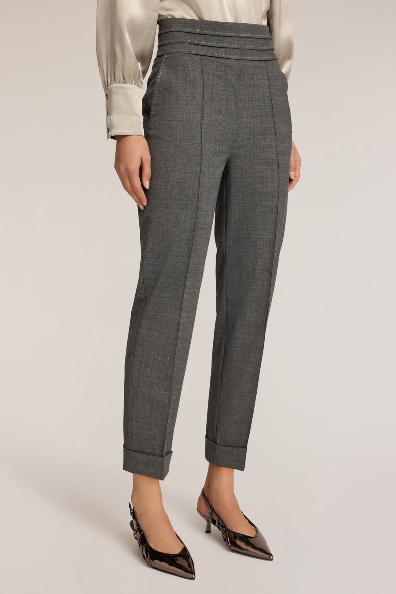 CIGARETTE PANTS WITH TOPSTITCHING GREY 2