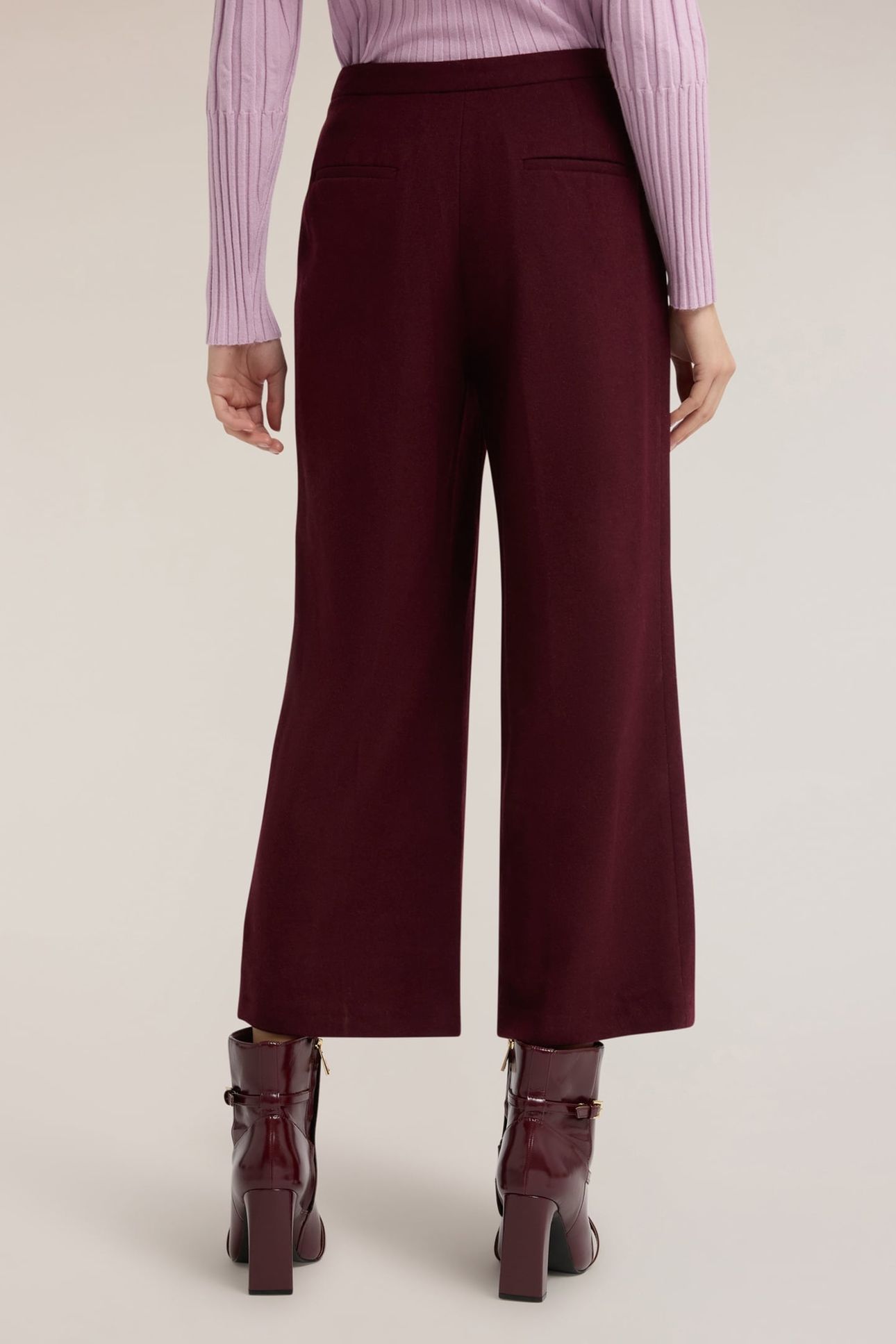 CROPPED TROUSERS IN MIXED WOOL FABRIC BURGUNDY 3