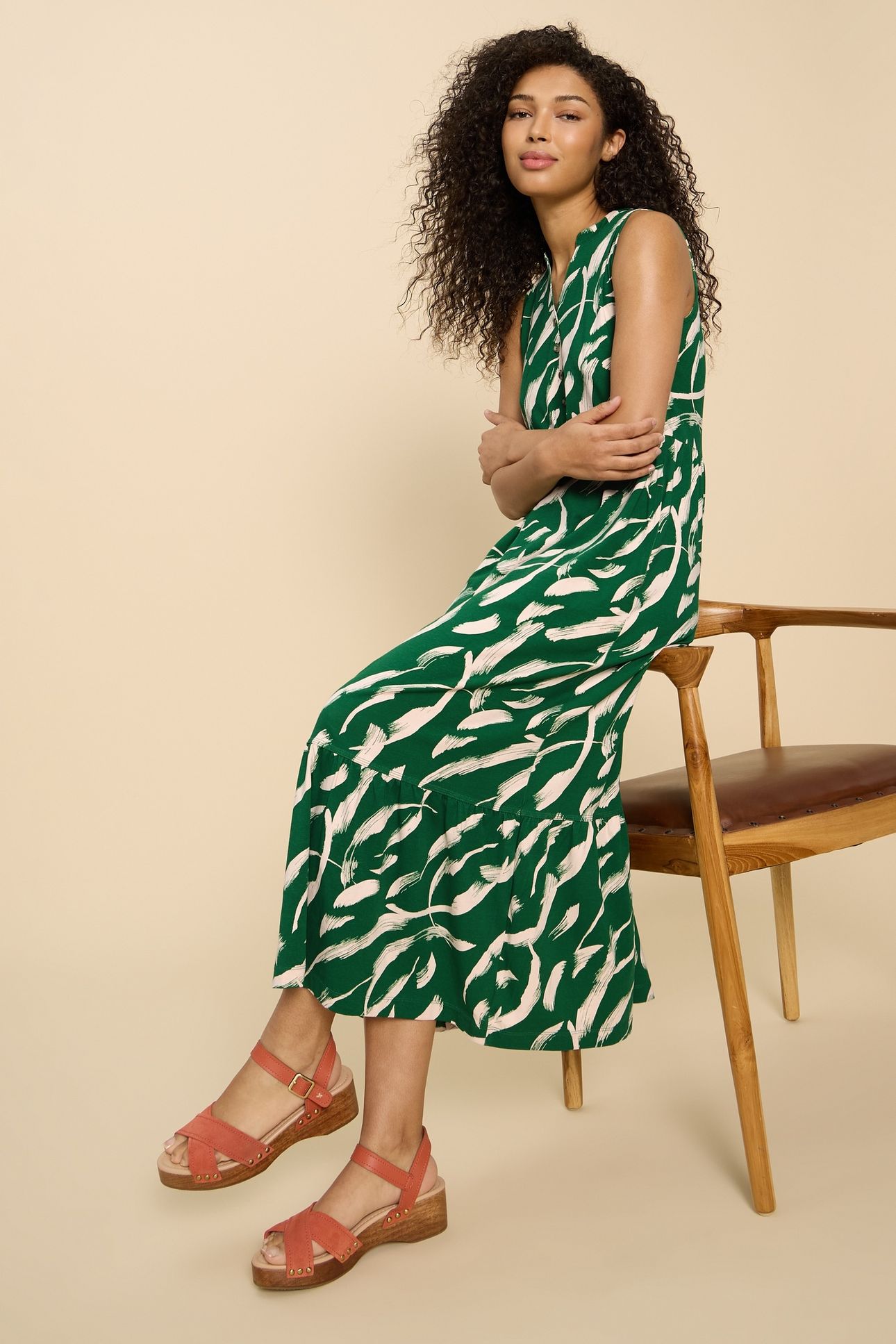 SONIA JERSEY MAXI DRESS GREEN PRINT 3