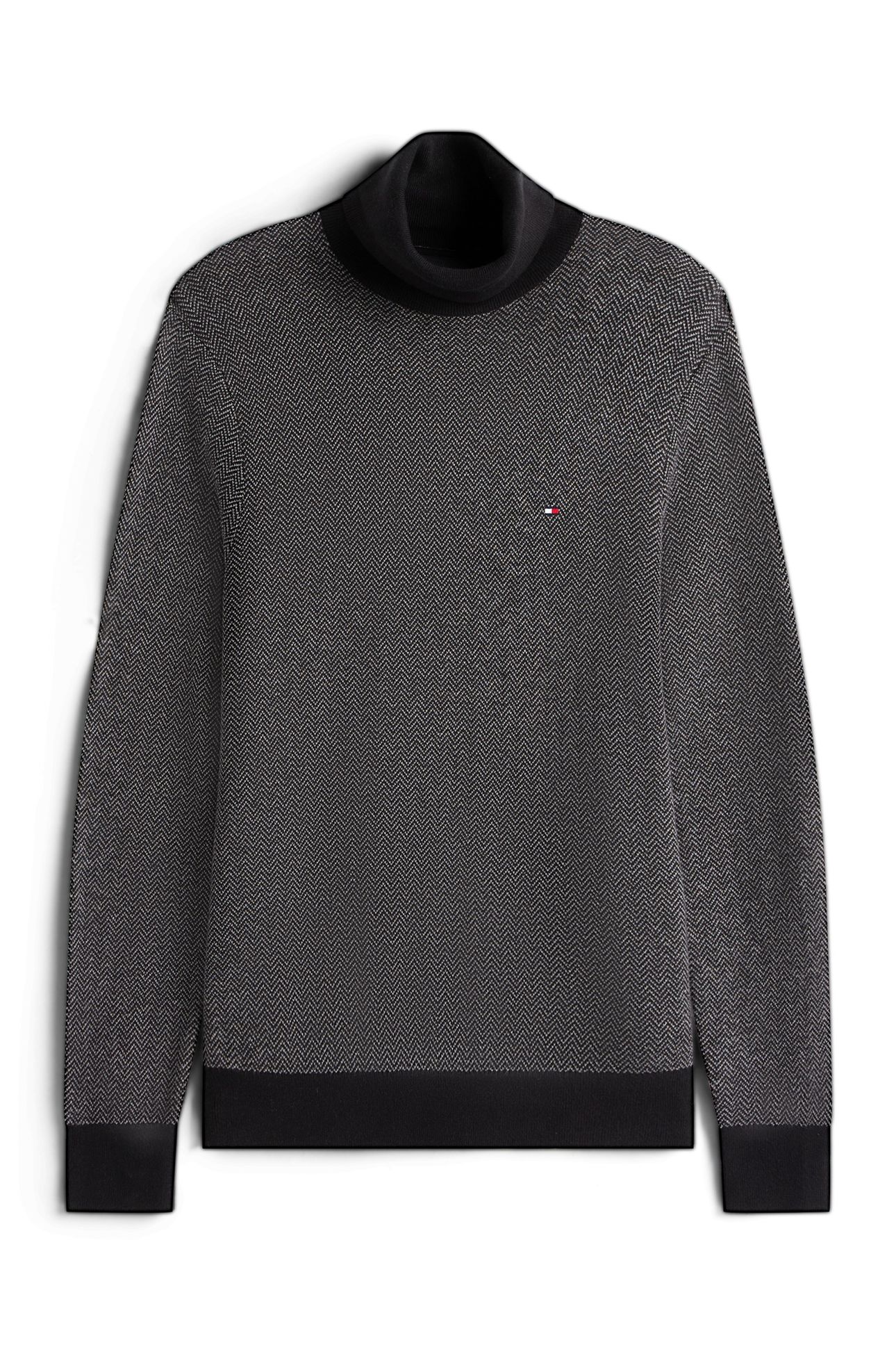 PIMA COTTON CASHMERE HERRINGBONE BLACK/MEDIUM GREY HEATHER 4