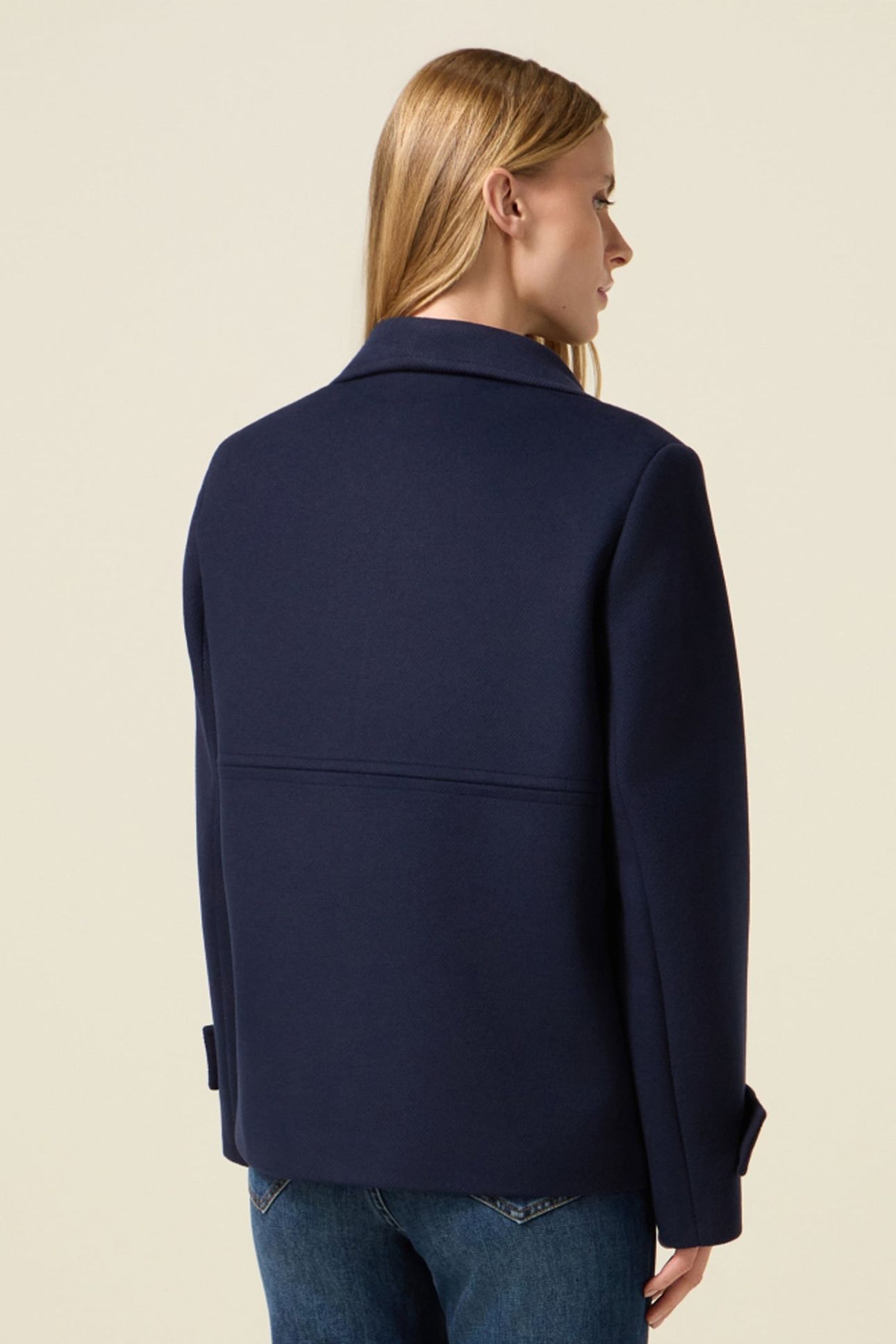 DOUBLE-BREASTED COAT IN DRAP BLUE 2