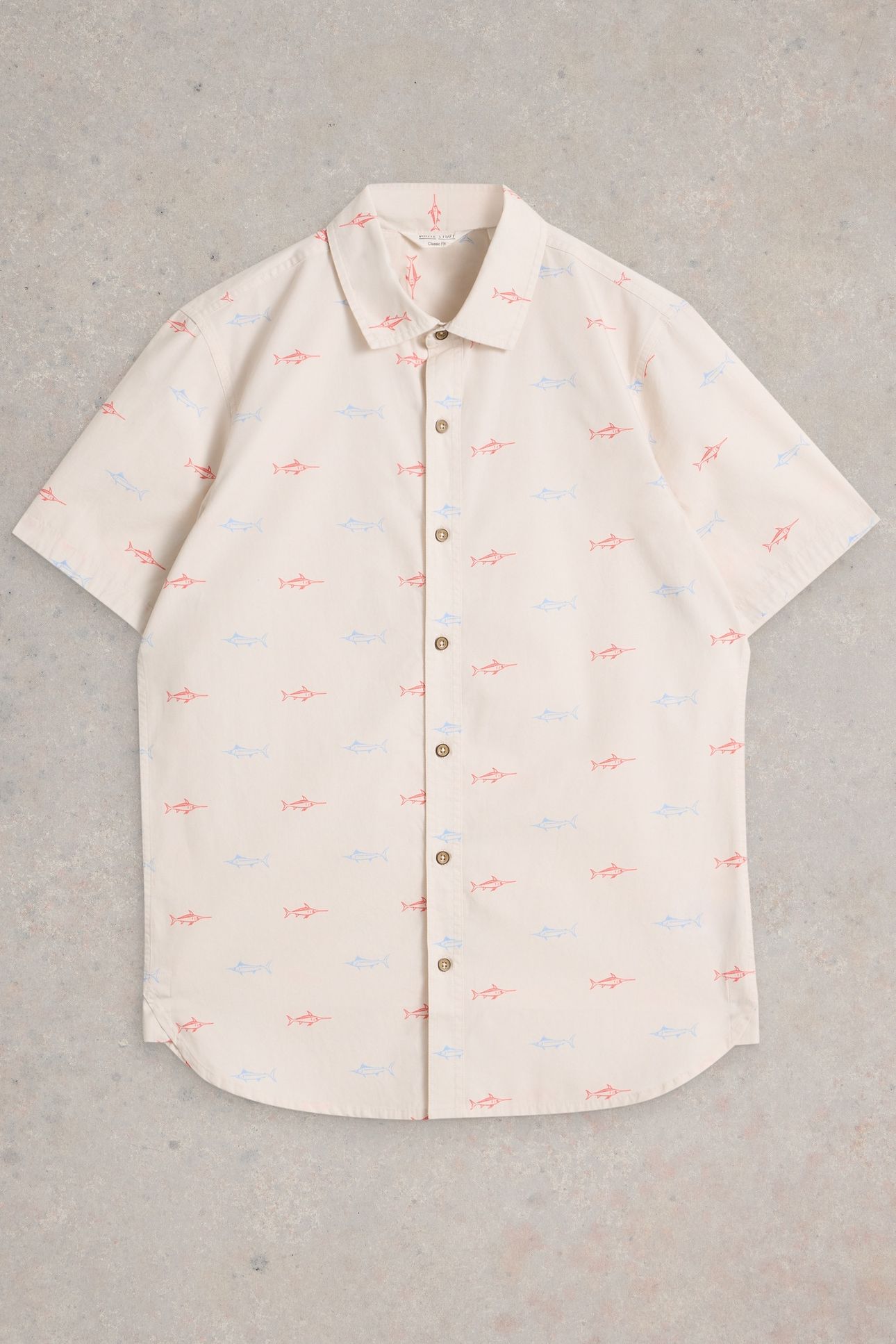 FINSBURY FISH PRINTED SHIRT WHITE PRINT 1