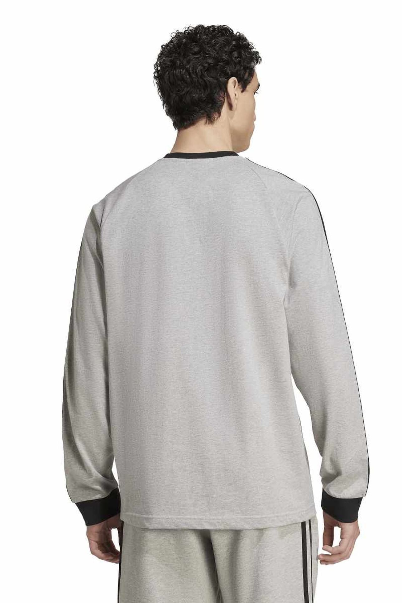 UNISEX 3-STRIPES LS TEE MEDIUM GREY HEATHER 2