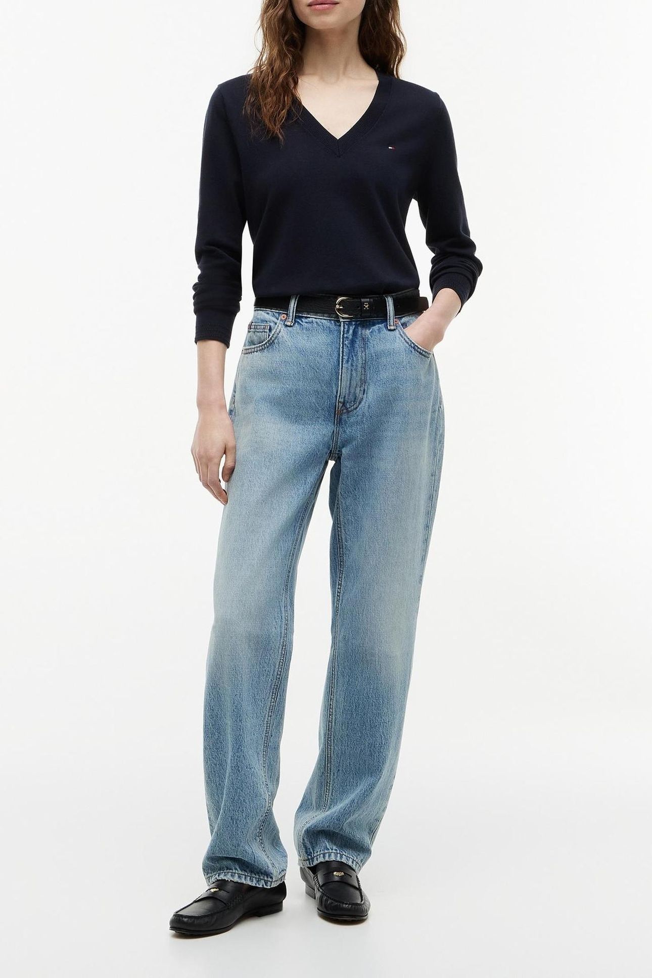 CO JERSEY STITCH V-NECK NAVY BLUE 3