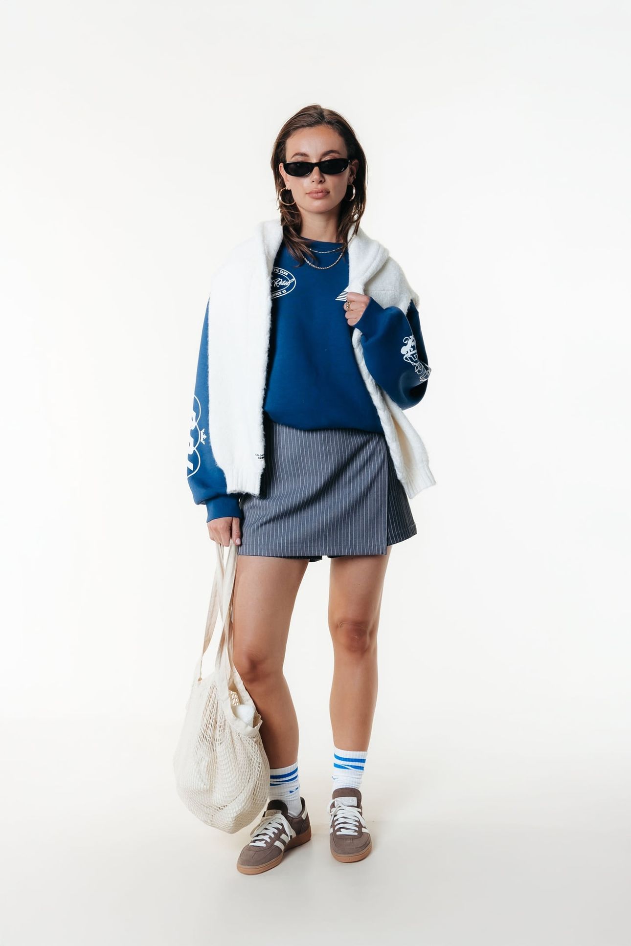 LOGOS DROPPED SHOULDER SWEAT DEEP COBALT 2