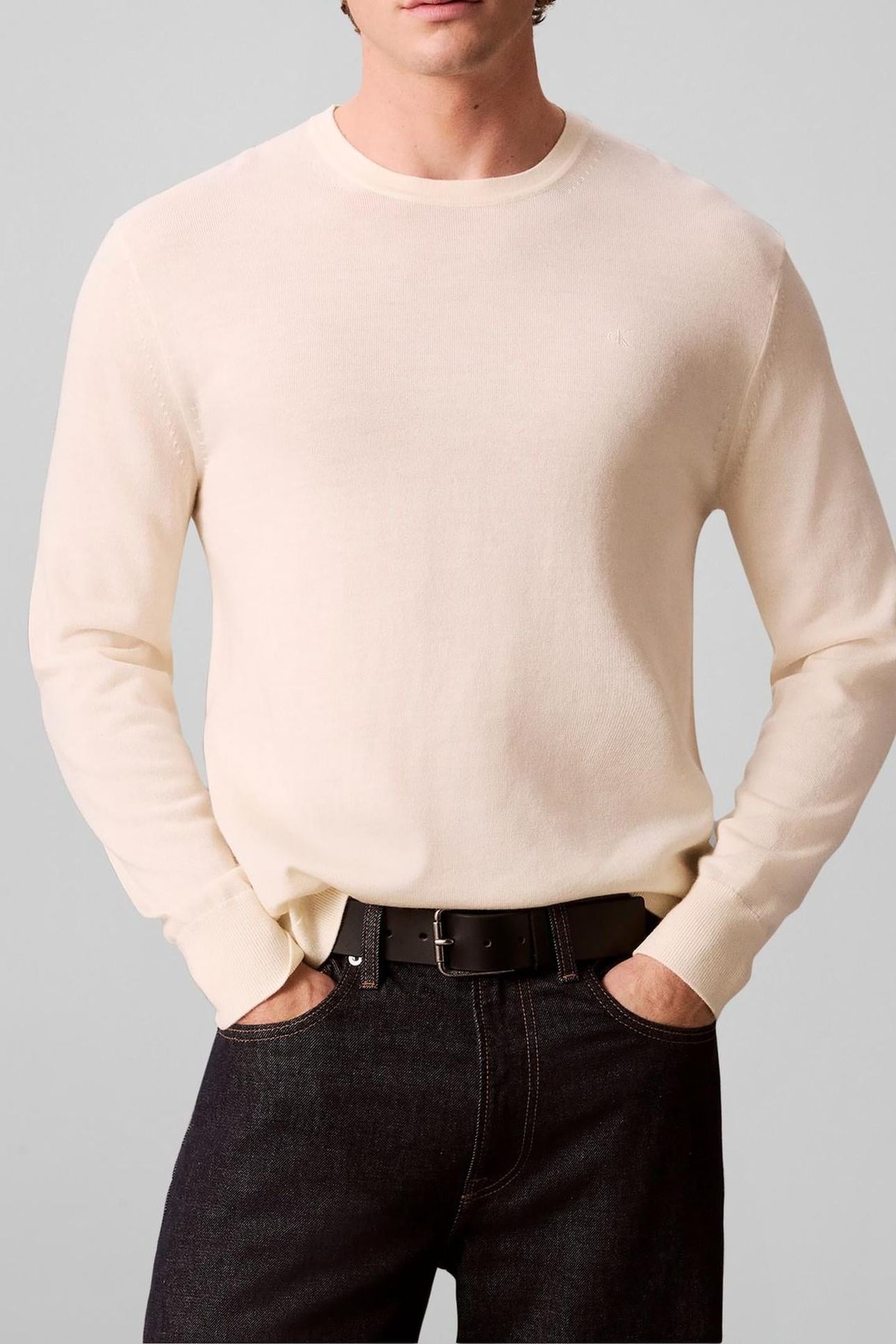 LS 100% MERINO CREW ANTIQUE WHITE 1