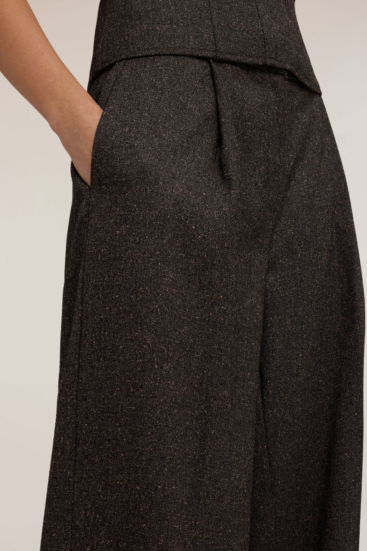 PALAZZO PANTS IN YARN-DYED FABRIC BROWN 5