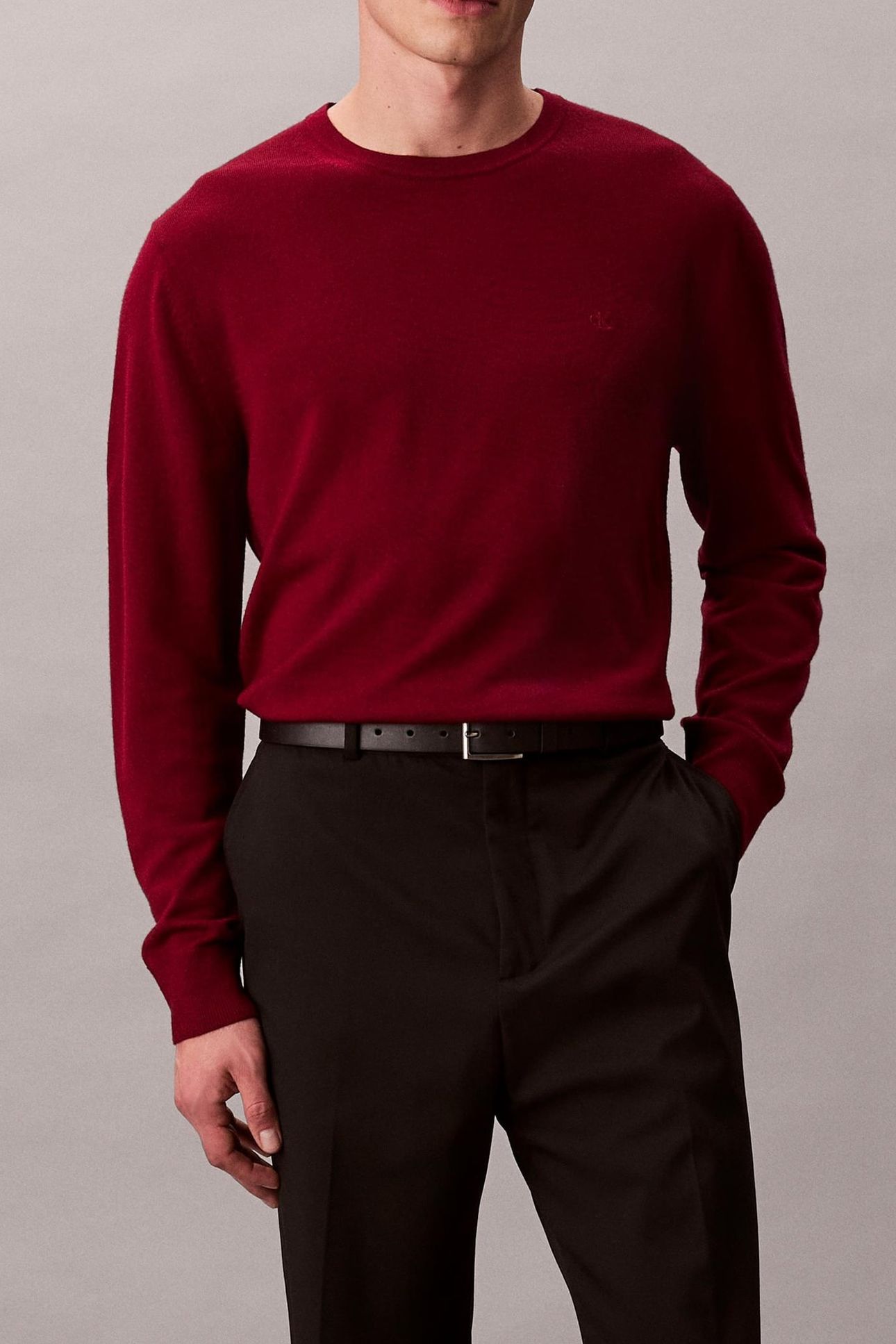 LS 100% MERINO CREW BEET RED 5