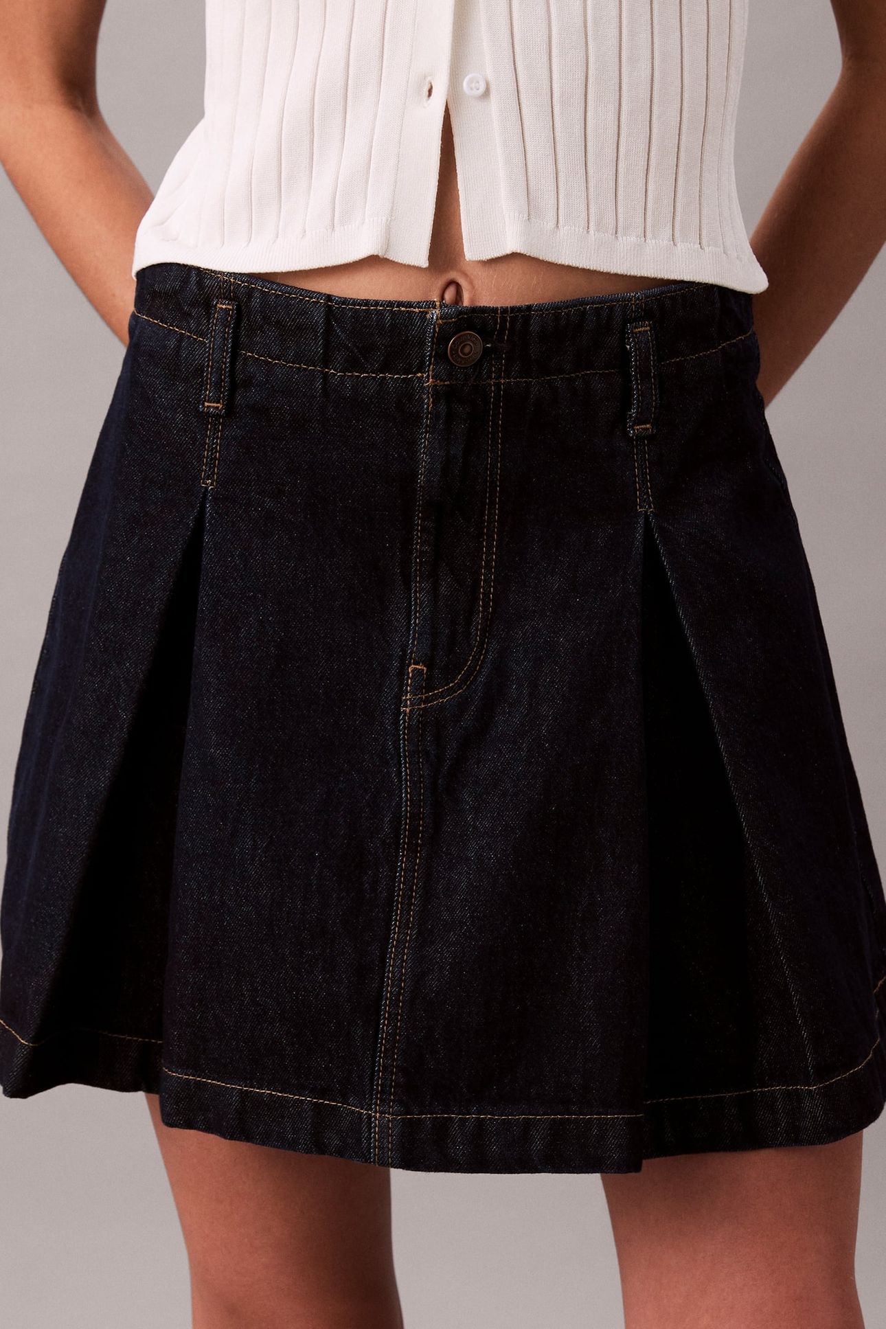 PLEATED DENIM SKIRT CLASSIC RINSE 5