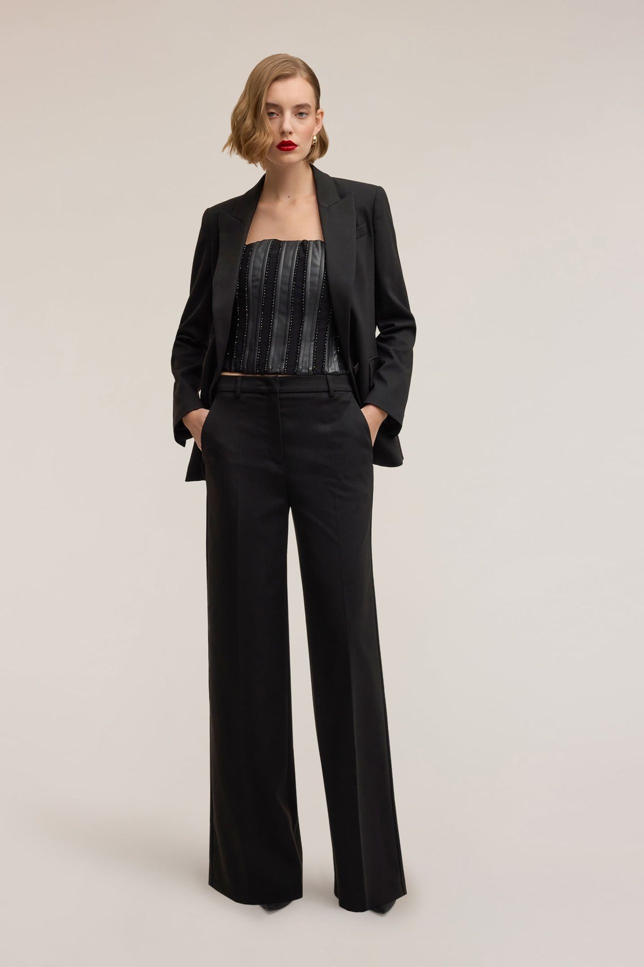 PALAZZO PANTS MIXED LUREX SMART COUTURE BLACK 1