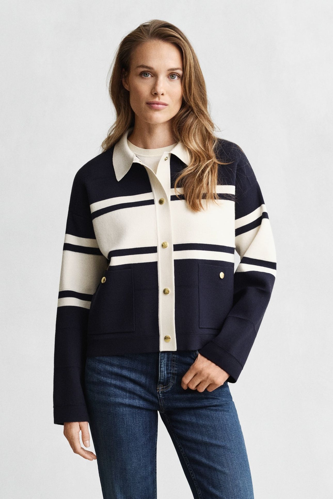 COLOR BLOCKED CARDIGAN EVENING BLUE 2