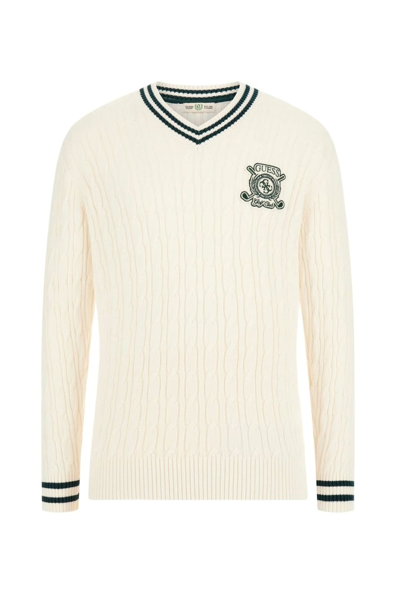 HEWIE V NECK CABLE S SALT WHITE 3